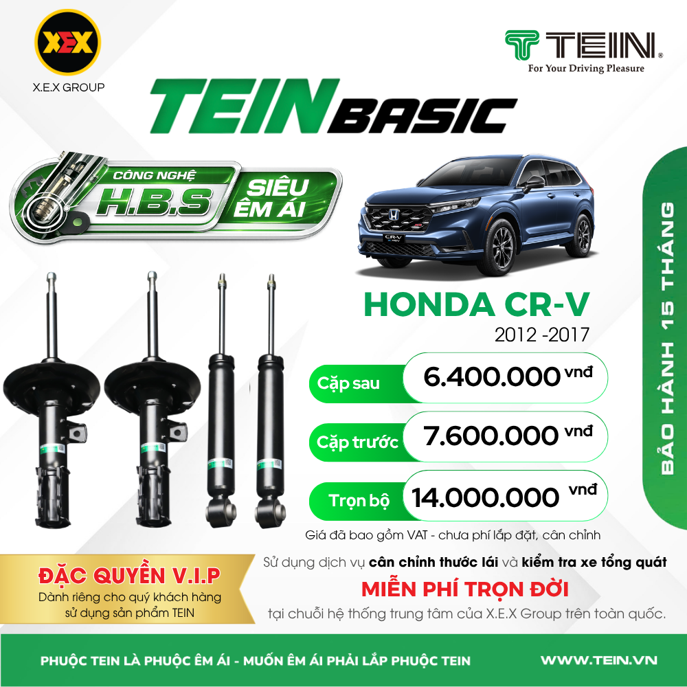 GiẢM XÓC CHO XE HONDA CR-V RM (2012-2017) TEIN BASIC