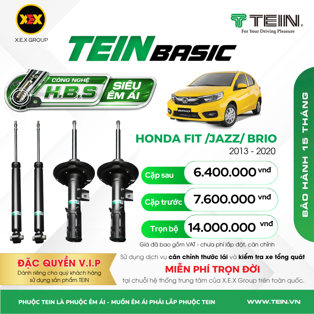 GIẢM XÓC CHO XE HONDA BRIO (2013+) TEIN BASIC