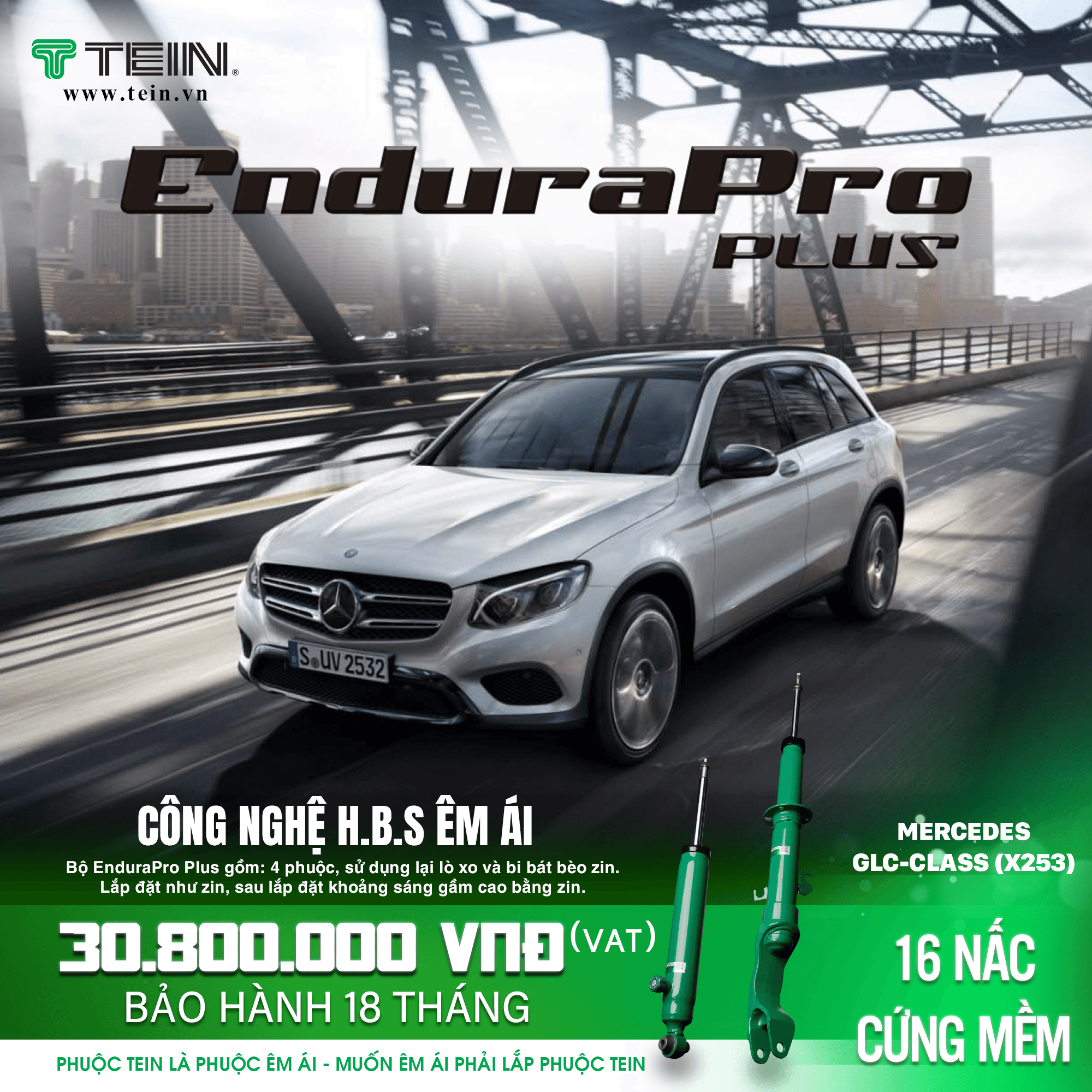 GIẢM XÓC CHO XE MERCEDES GLC-CLASS X253 – GLC200, GLC250, GLC300 – TEIN ENDURAPRO PLUS