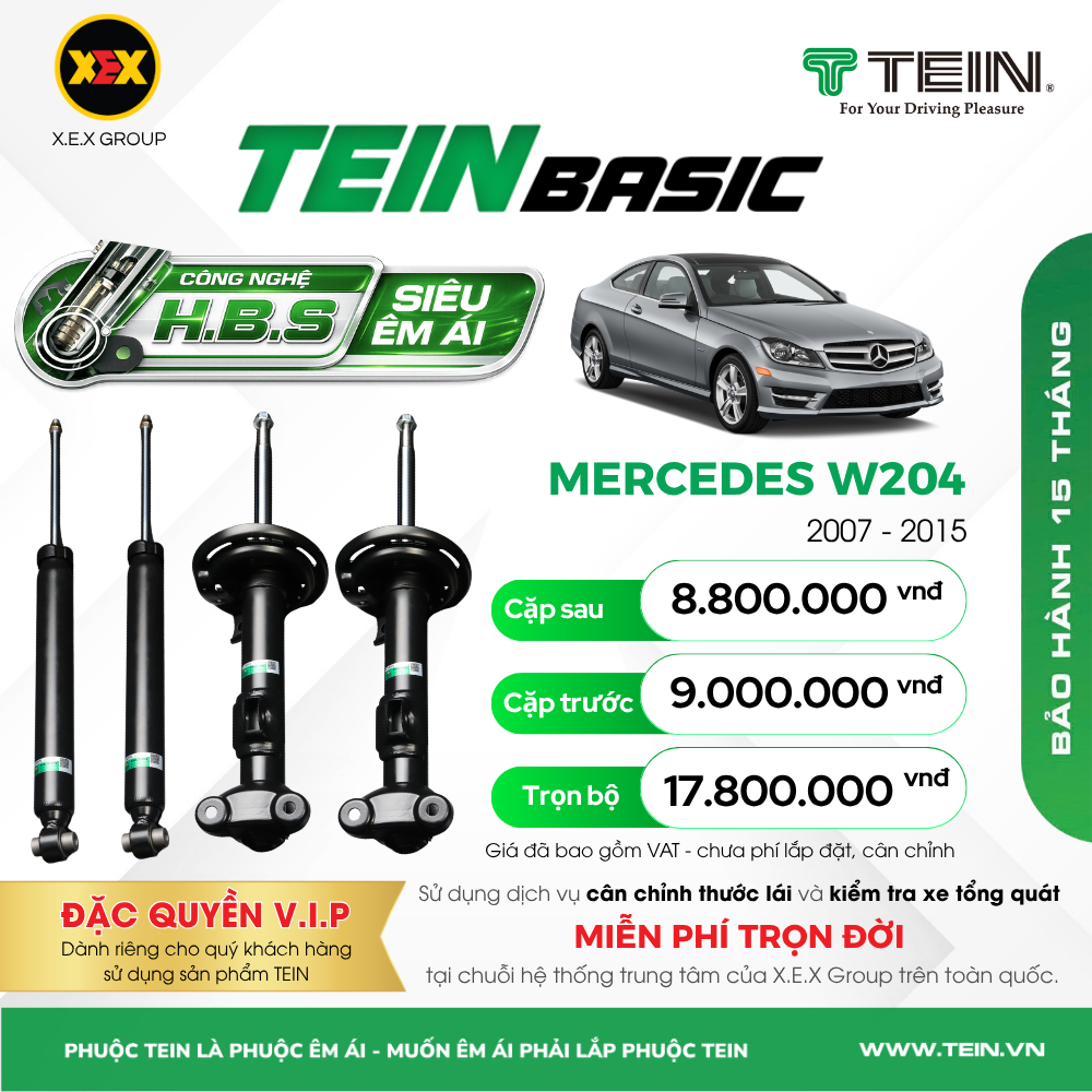 GIẢM XÓC CHO XE MERCEDES C-CLASS W204 – C200, C250, C300 (2007-2015) TEIN BASIC