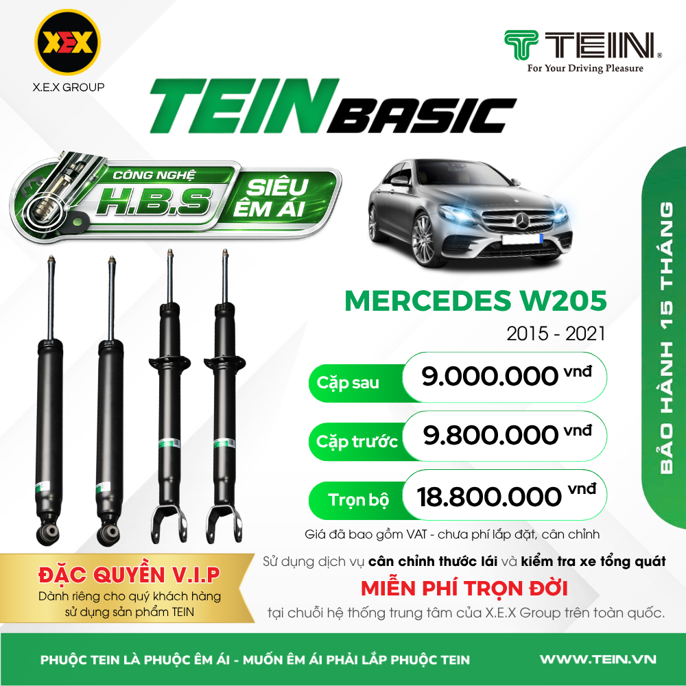 GIẢM XÓC MERCEDES C-CLASS W205 – C200, C250, C300 (2015-2021) TEIN BASIC