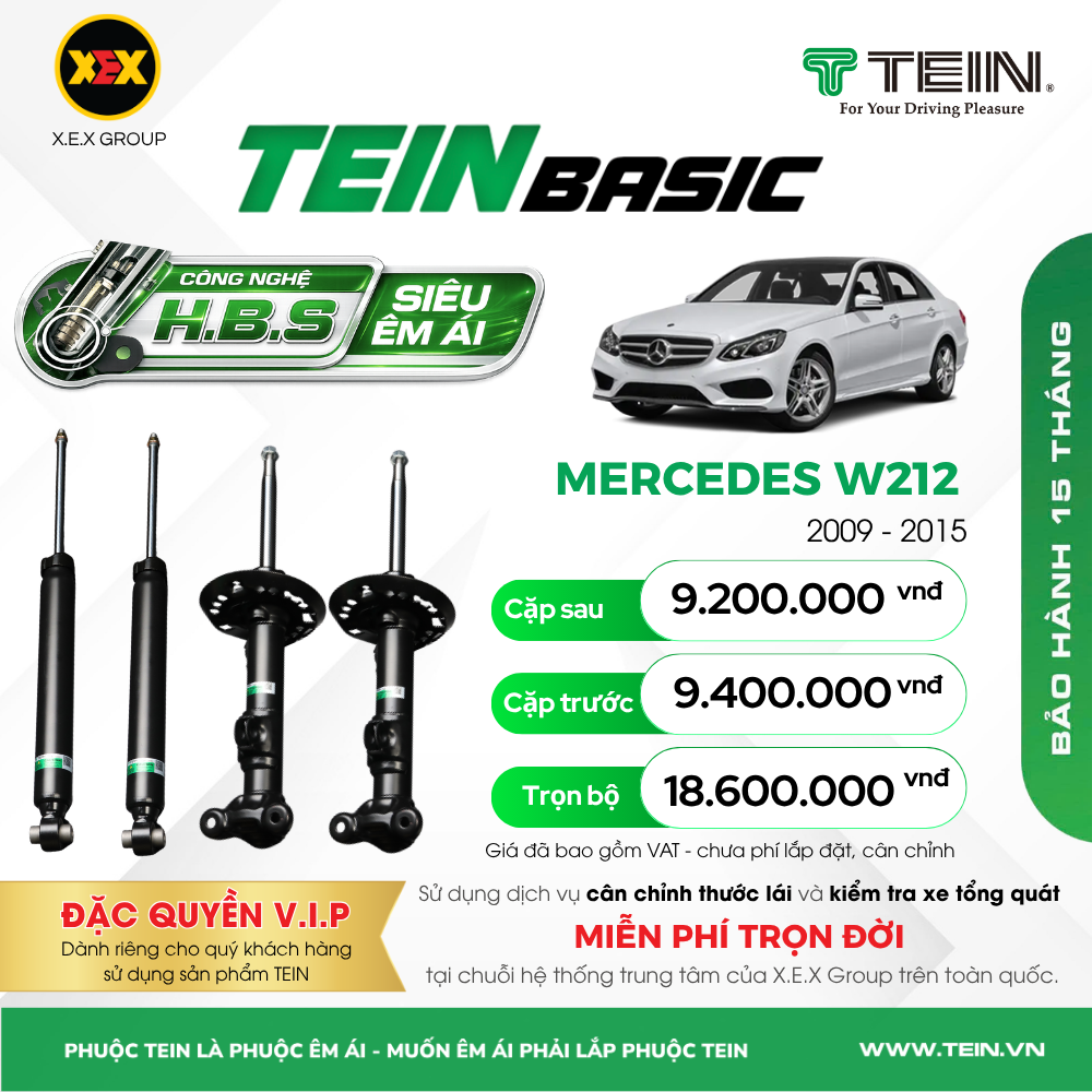 GIẢM XÓC CHO XE MERCEDES E-CLASS W212 – E200, E250, E300 (2009-2015) TEIN BASIC