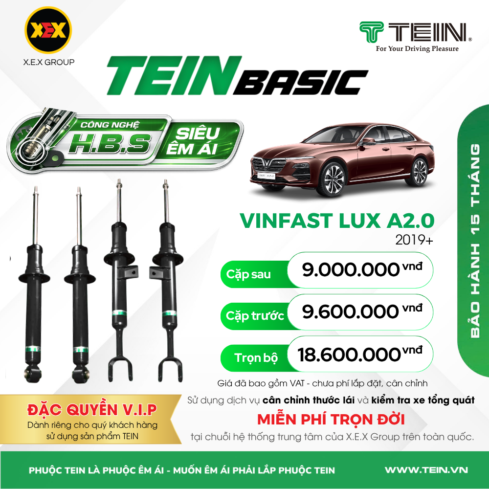 GIẢM XÓC CHO XE VINFAST LUX A2.0 (2019+) TEIN BASIC