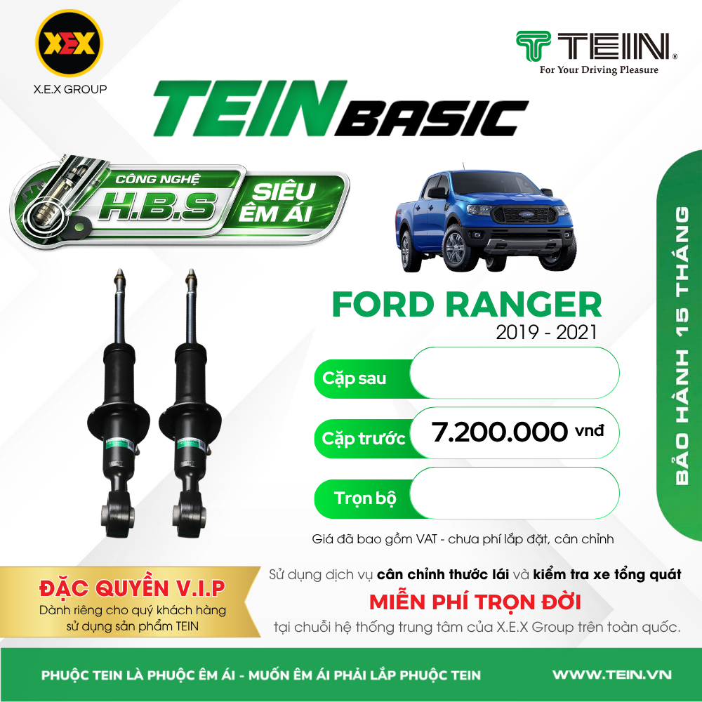 GIẢM XÓC CHO XE FORD RANGER (2019-2021) TEIN BASIC