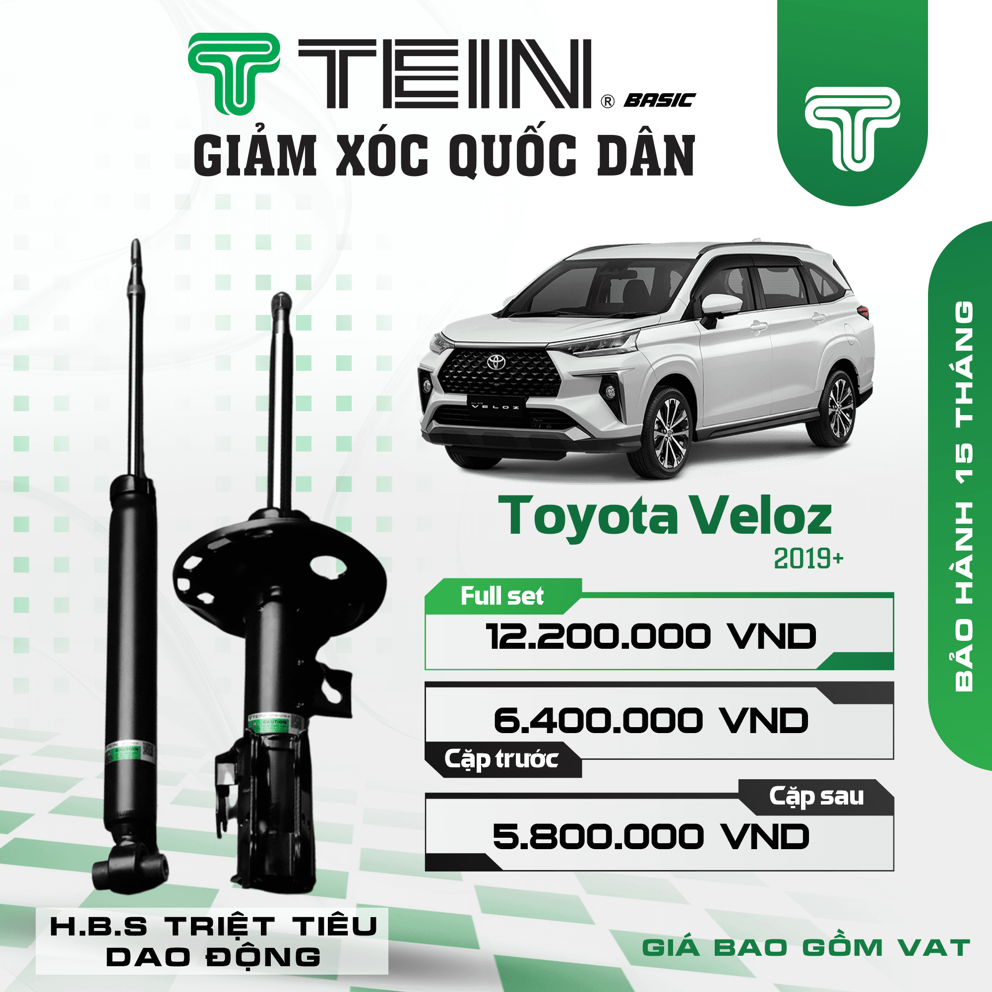 GIẢM XÓC TOYOTA VELOZ (2019+) TEIN BASIC
