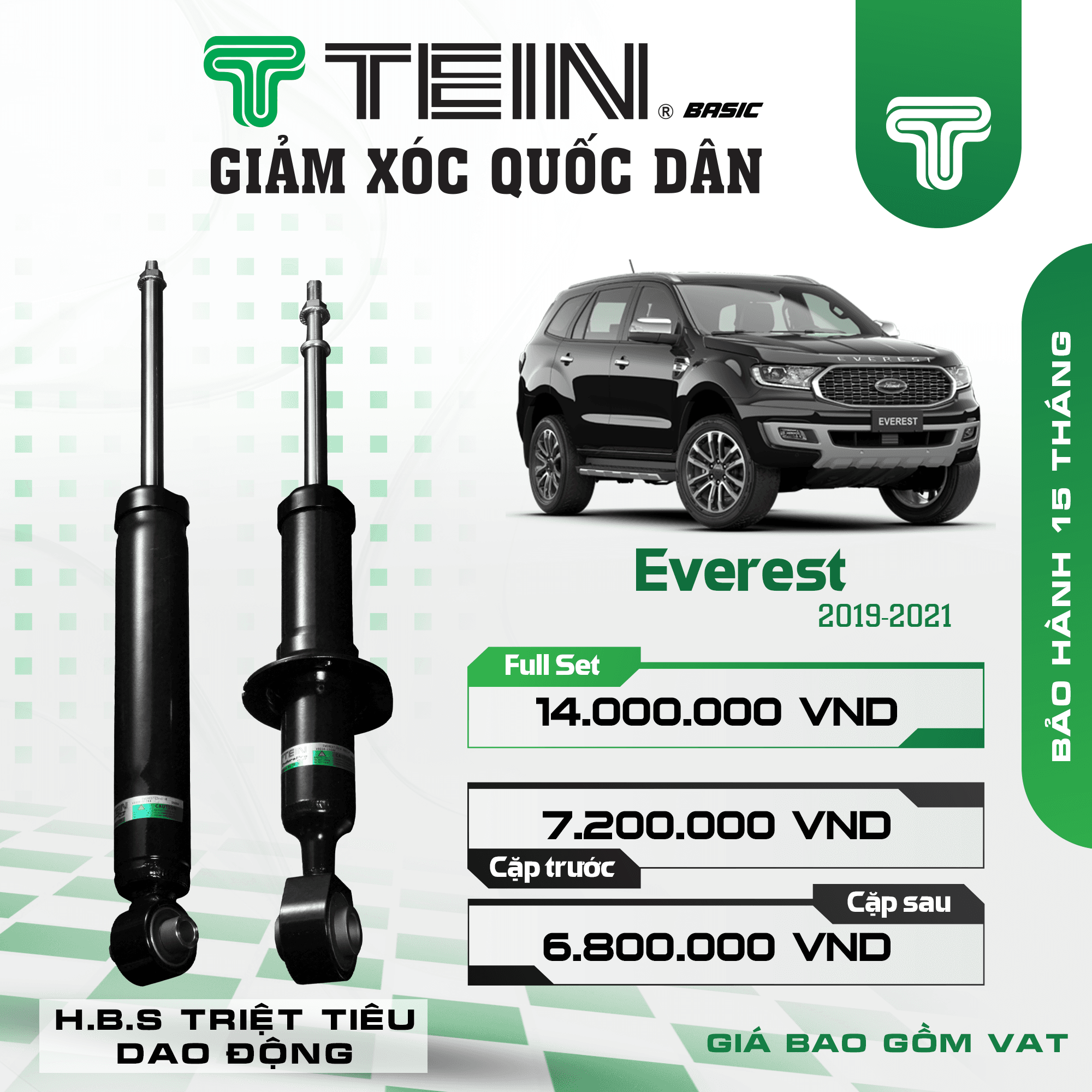GIẢM XÓC CHO XE FORD EVEREST (2019-2021) TEIN BASIC