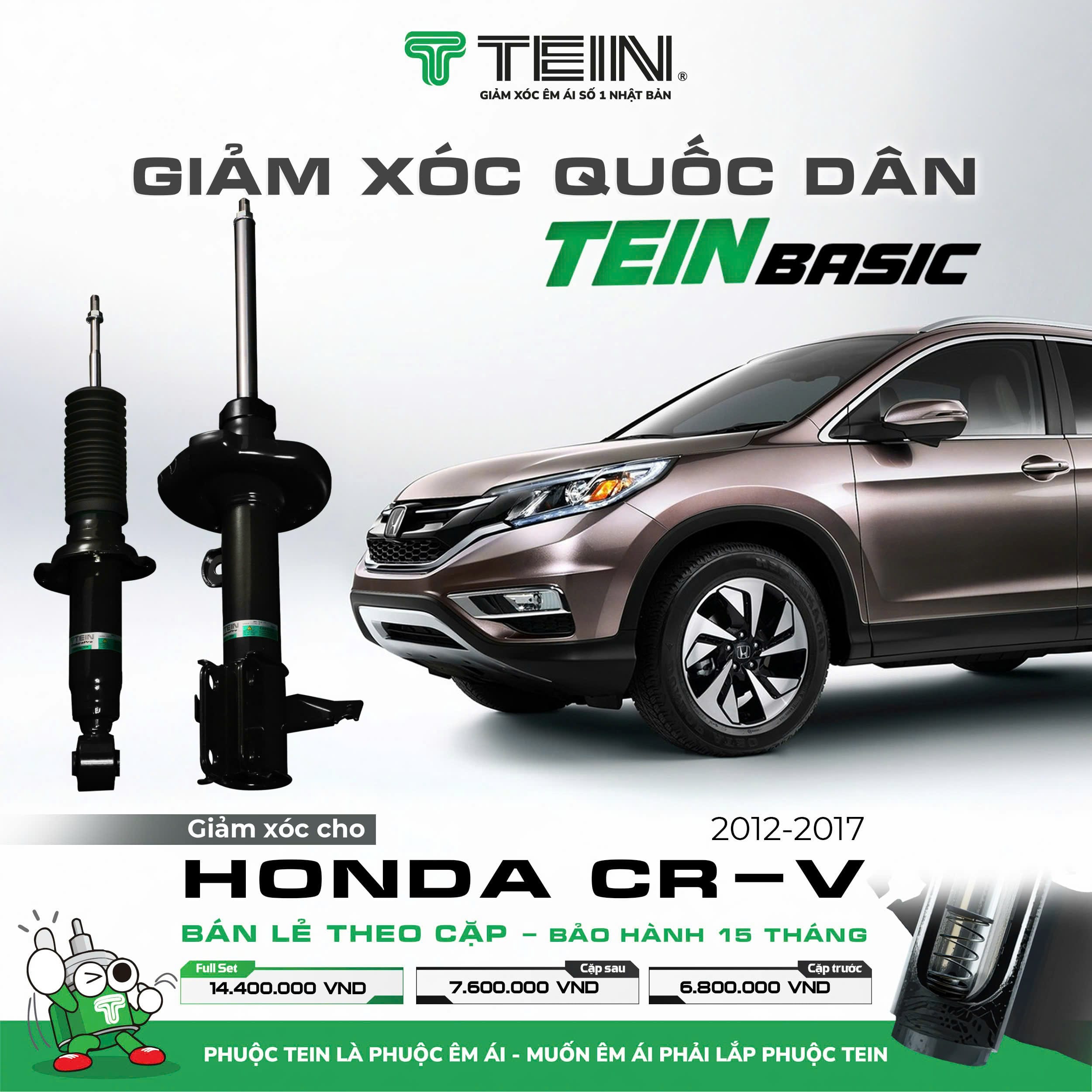 GiẢM XÓC CHO XE HONDA CR-V RM (2012-2017) TEIN BASIC