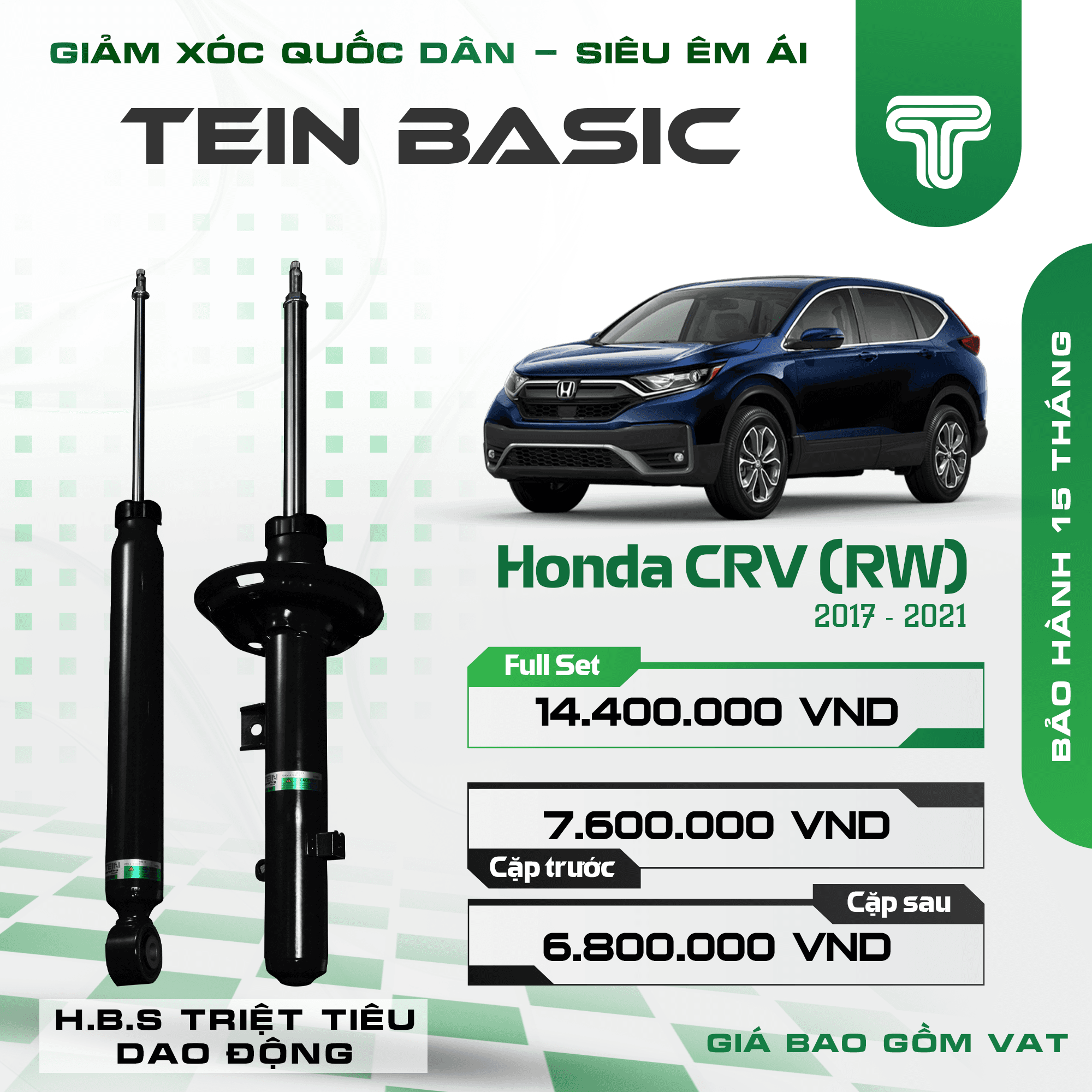 GIẢM XÓC CHO XE HONDA CR-V RW (2017-2021) TEIN BASIC