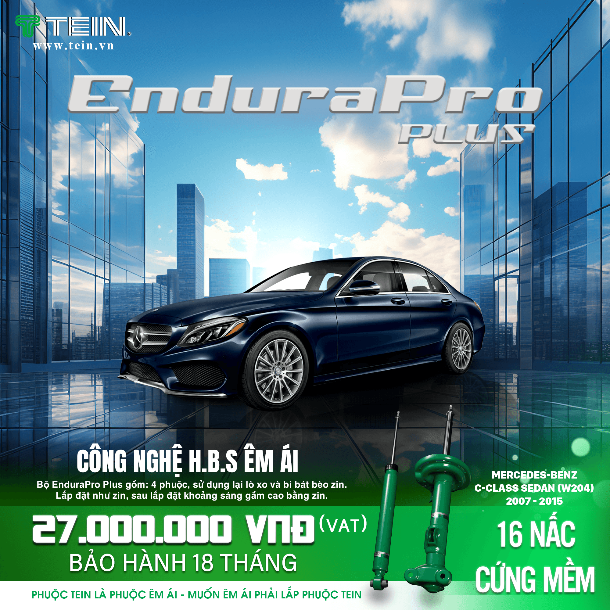 GIẢM XÓC CHO XE MERCEDES C-CLASS W204 – C200, C250, C300 (2015-2021) TEIN ENDURAPRO PLUS