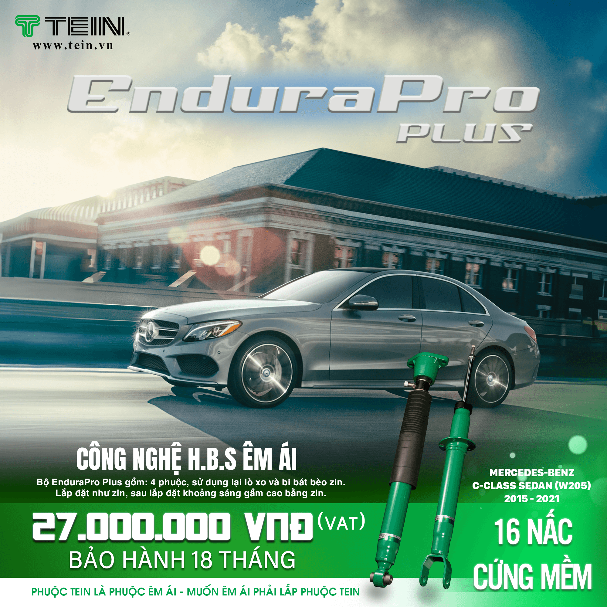 GIẢM XÓC CHO XE MERCEDES C-CLASS W205 – C200, C250, C300 (2015-2021) TEIN ENDURAPRO PLUS