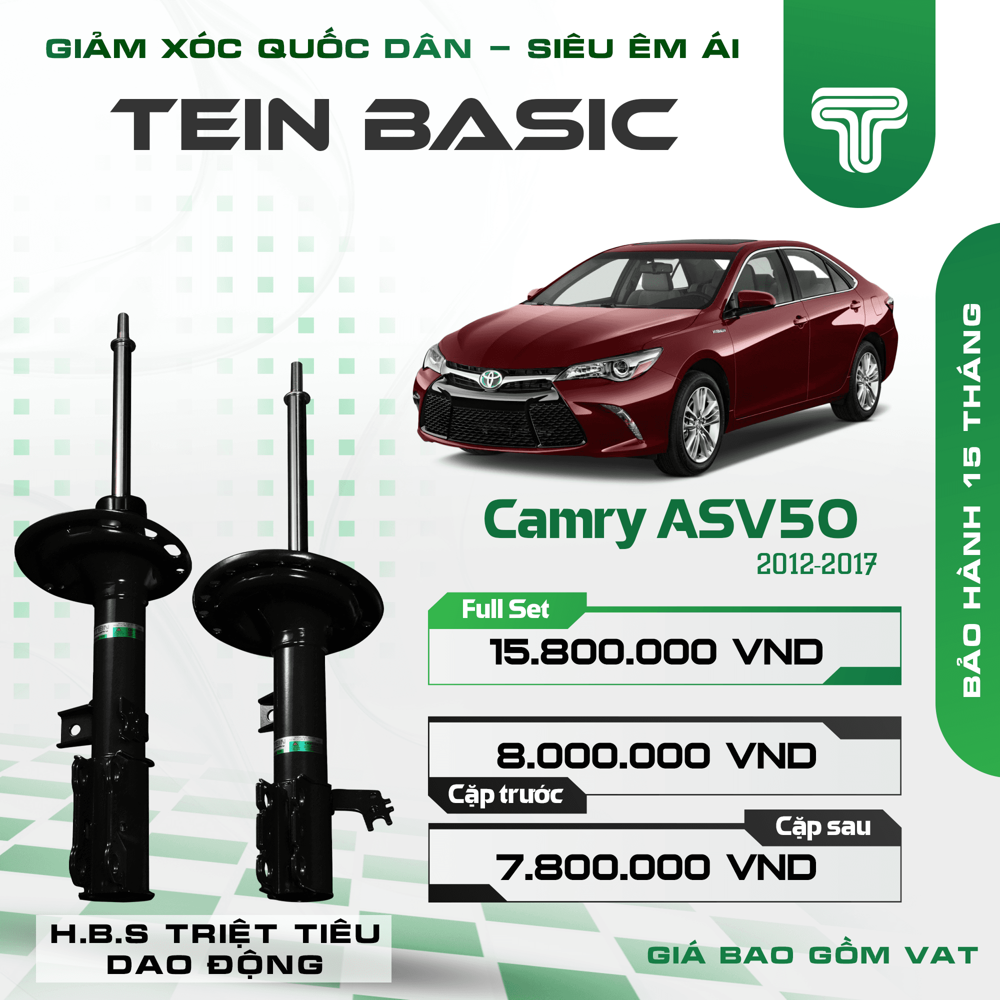 GIẢM XÓC CHO XE TOYOTA CAMRY ASV50 (2012-2017) TEIN BASIC