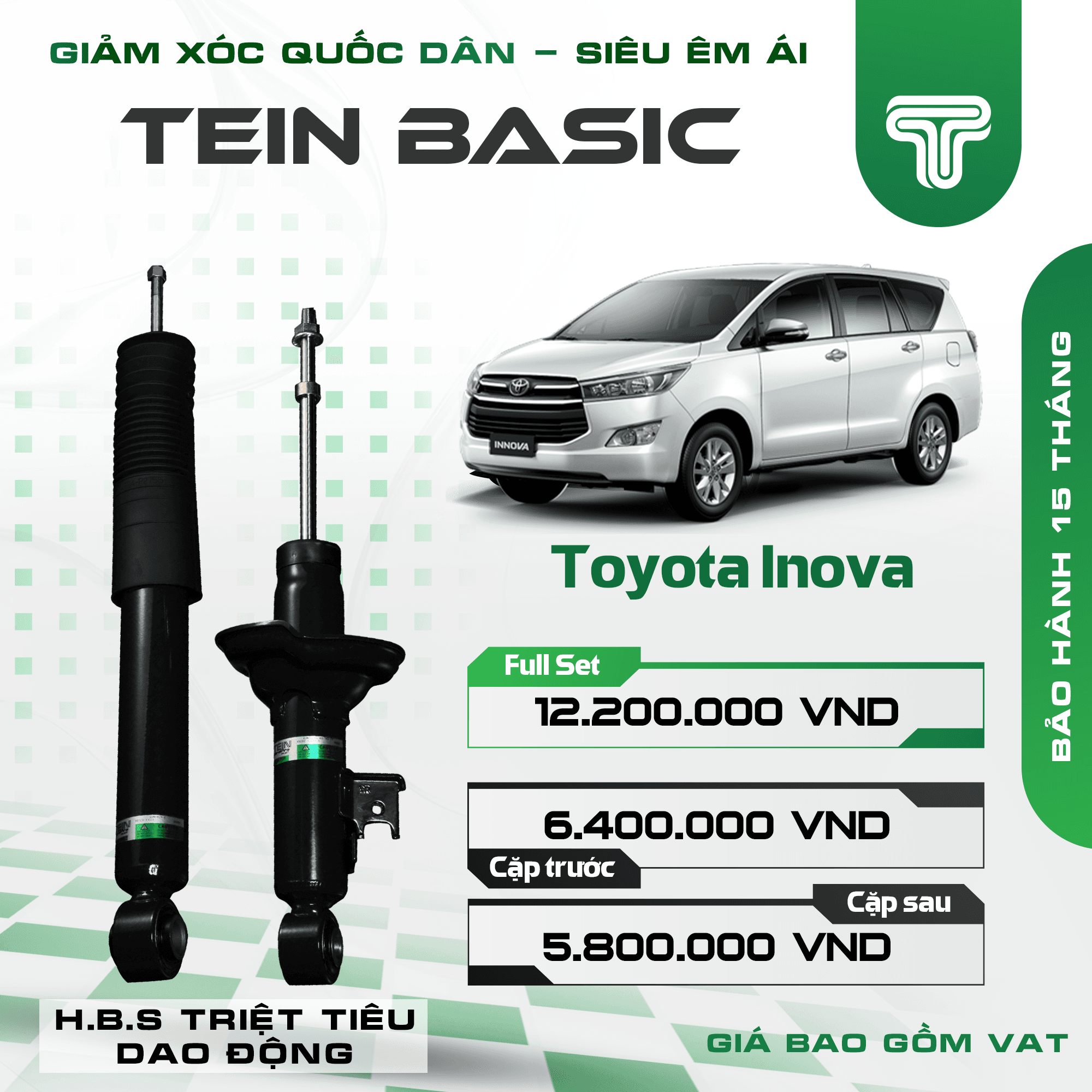 GIẢM XÓC CHO XE TOYOTA INNOVA (2004+) TEIN BASIC