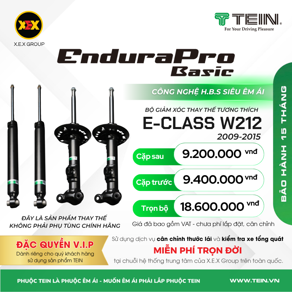 GIẢM XÓC THAY THẾ TƯƠNG THÍCH CHO XE MERCEDES E-CLASS W212 – E200, E250, E300 (2009-2015) TEIN BASIC