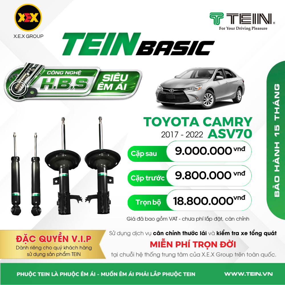 GIẢM XÓC CHO XE TOYOTA CAMRY ASV70 (2017-2022) TEIN BASIC