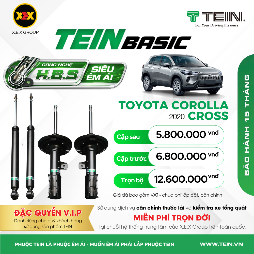 GIẢM XÓC CHO XE TOYOTA COROLLA CROSS (2020+)TEIN BASIC