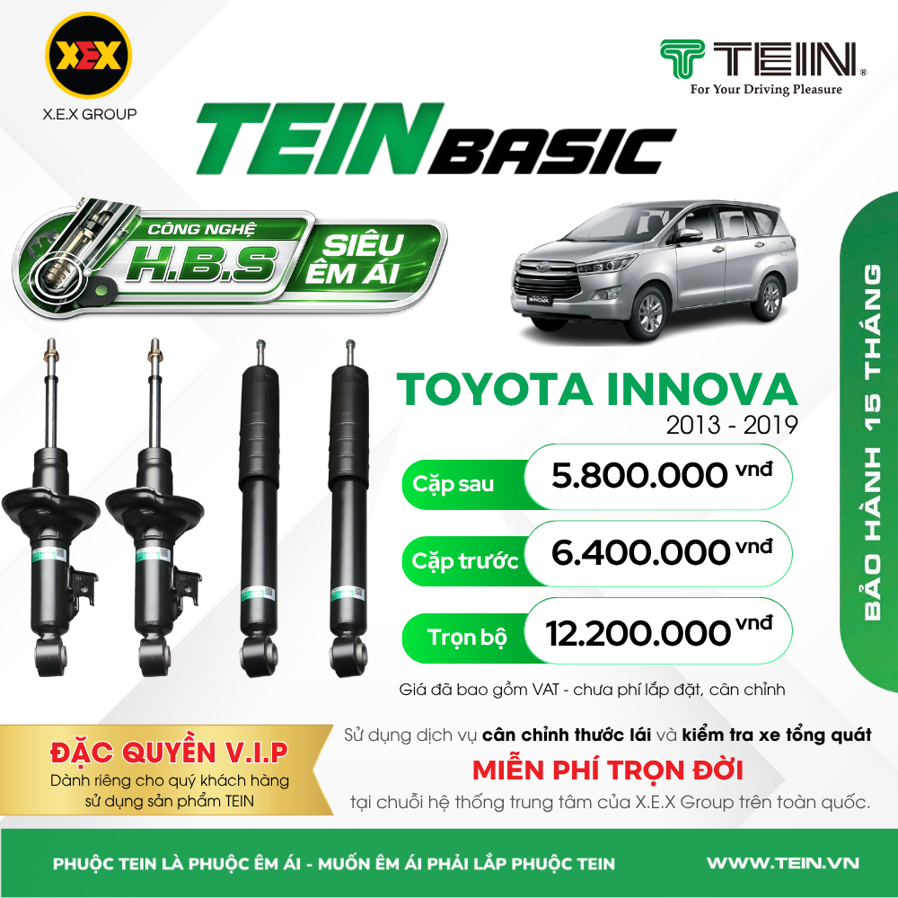 GIẢM XÓC CHO XE TOYOTA INNOVA (2004+) TEIN BASIC