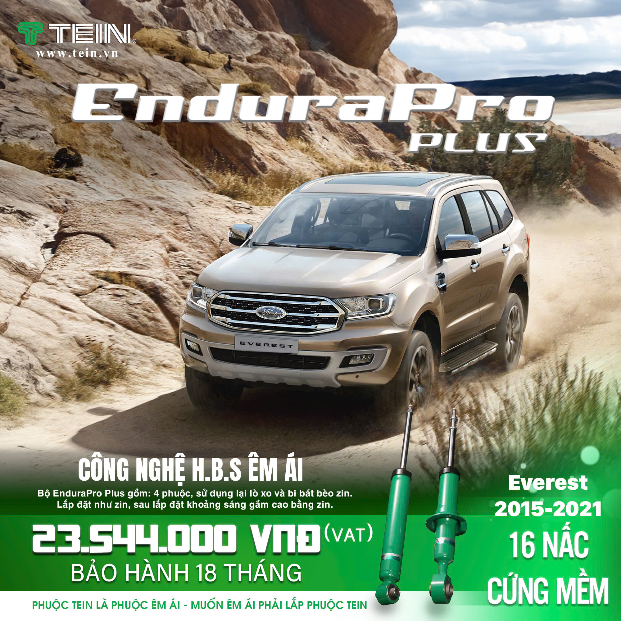 GIẢM XÓC CHO XE FORD EVEREST (2015-2021) TEIN ENDURAPRO PLUS