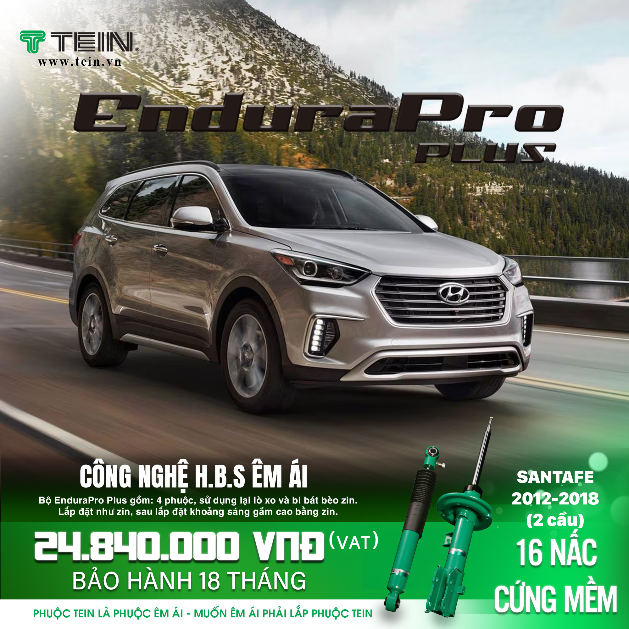 GIẢM XÓC CHO XE HYUNDAI SANTAFE 2 CẦU (2012-2018) TEIN ENDURAPRO PLUS