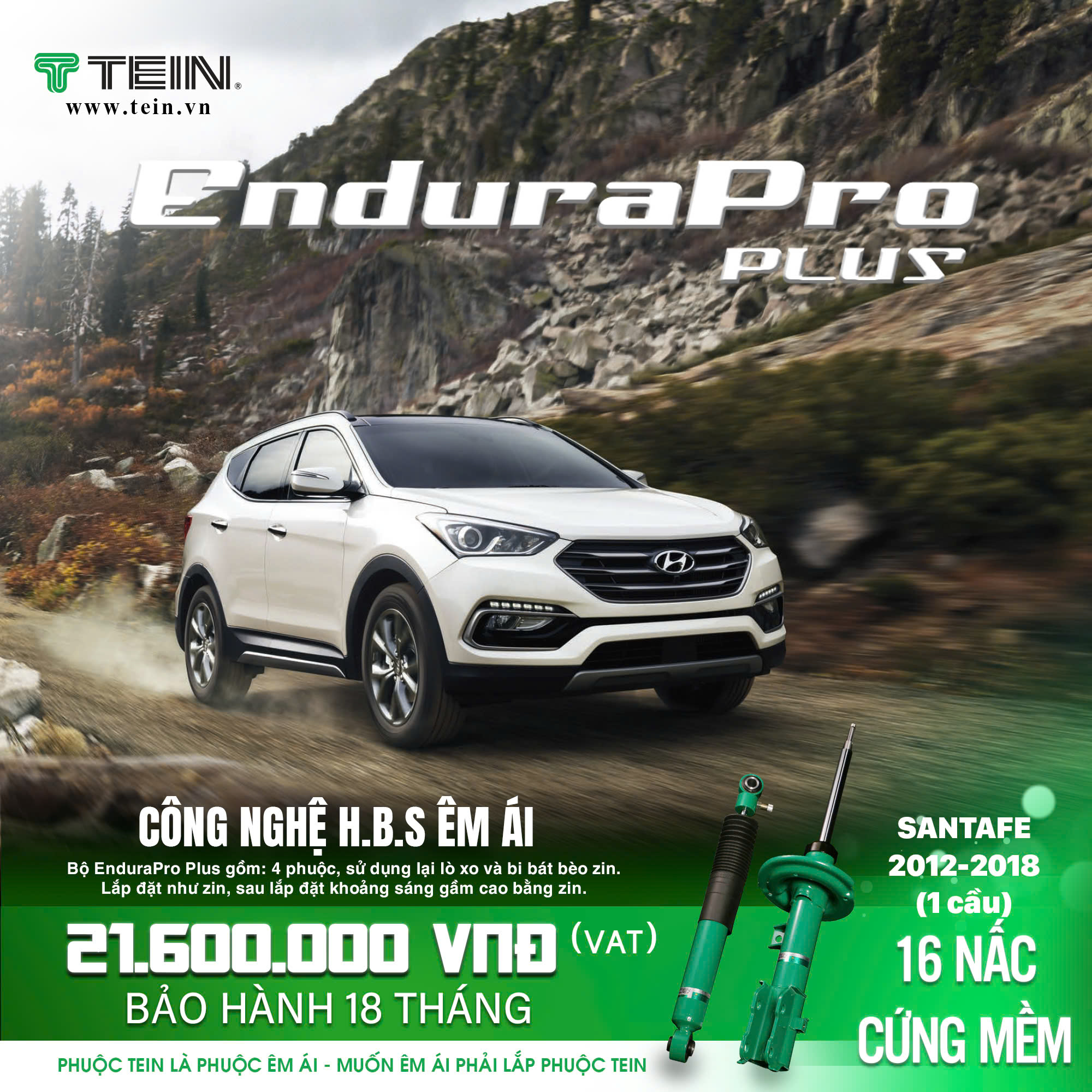 GIẢM XÓC CHO XE HYUNDAI SANTAFE 1 CẦU (2012-2018) TEIN ENDURAPRO PLUS