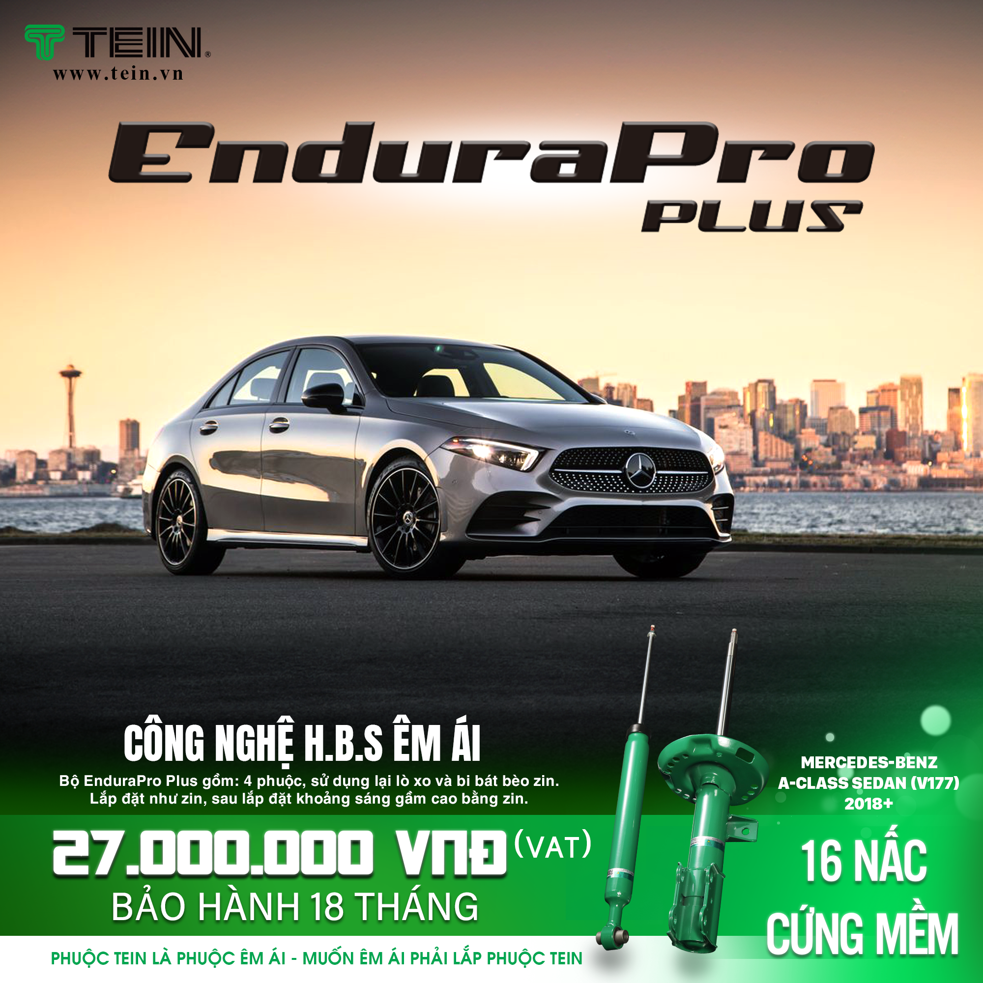 GIẢM XÓC CHO XE MERCEDES A-CLASS SEDAN V177 – A200, A250, A300 (2018+) TEIN ENDURAPRO PLUS