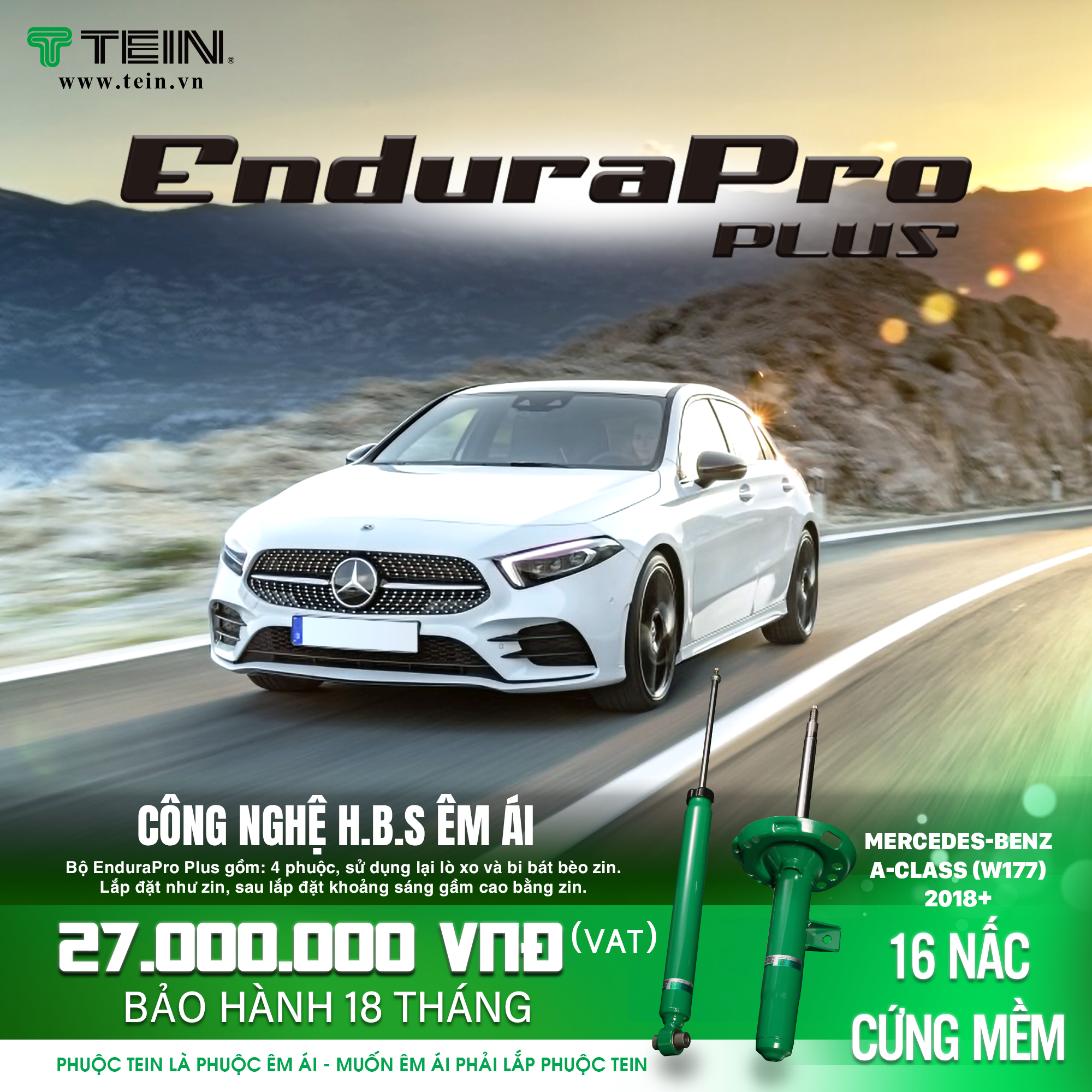 GIẢM XÓC CHO XE MERCEDES A-CLASS W177 – A200, A250, A300 (2018+)TEIN ENDURAPRO PLUS