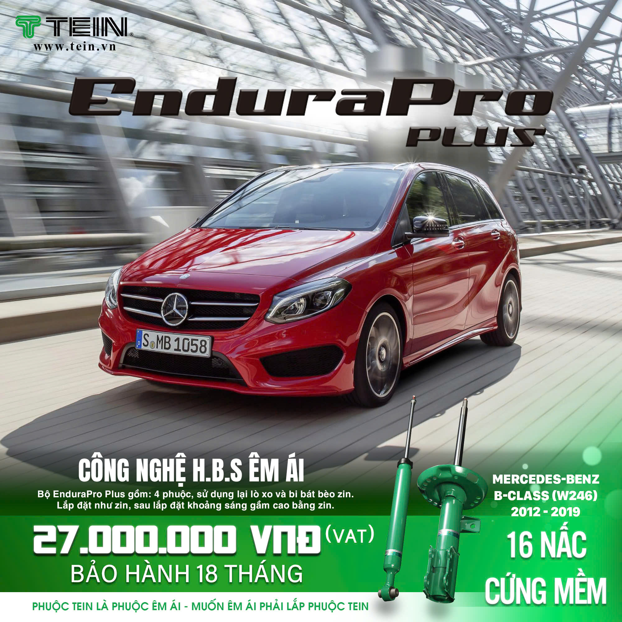 GIẢM XÓC CHO XE MERCEDES B-CLASS W146 – B200, B250, B300 (2012-2019) TEIN ENDURAPRO PLUS