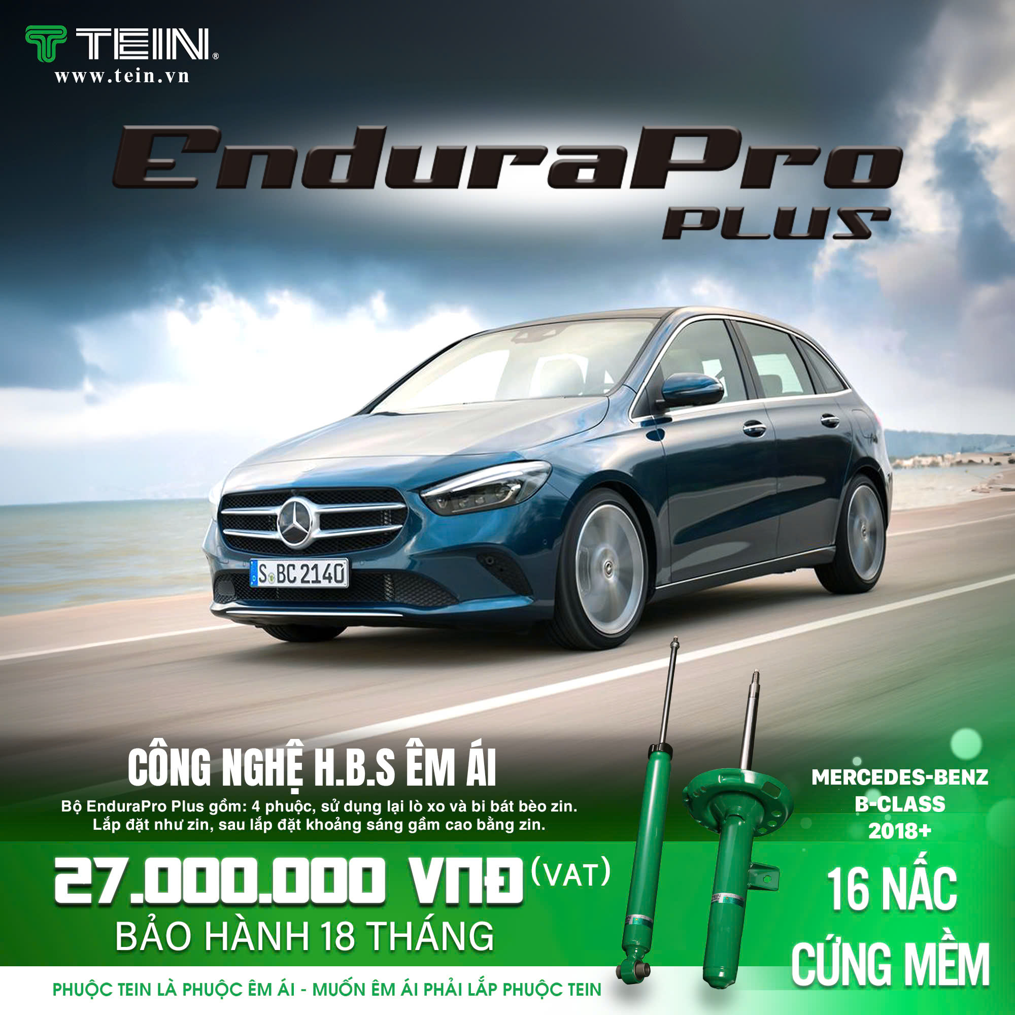 GIẢM XÓC CHO XE MERCEDES B-CLASS W247 – B200, B250, B300 (2018+) TEIN ENDURAPRO PLUS