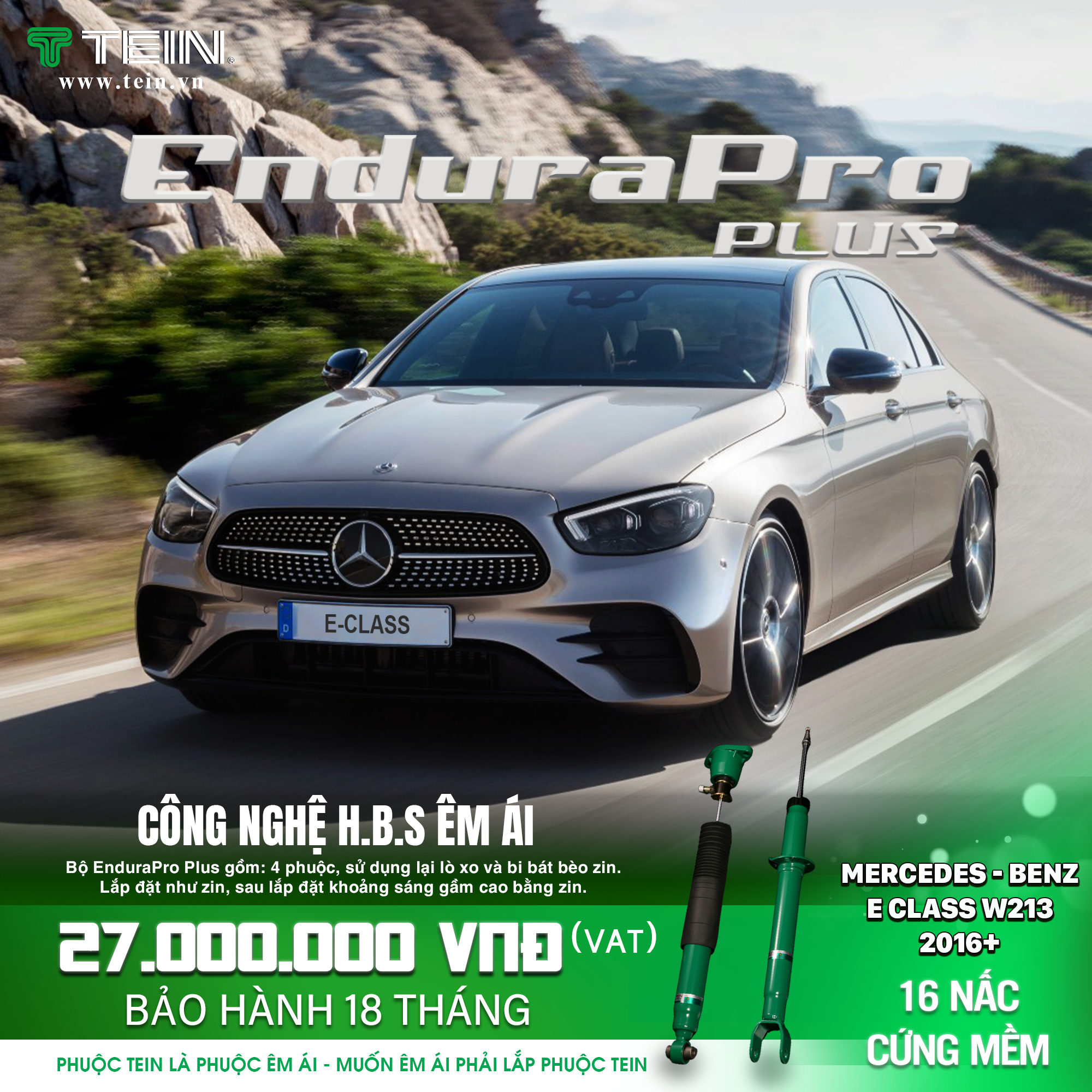 GIẢM XÓC CHO XE MERCEDES E-CLASS W213 – E200, E250, E300 (2016+) TEIN ENDURAPRO PLUS