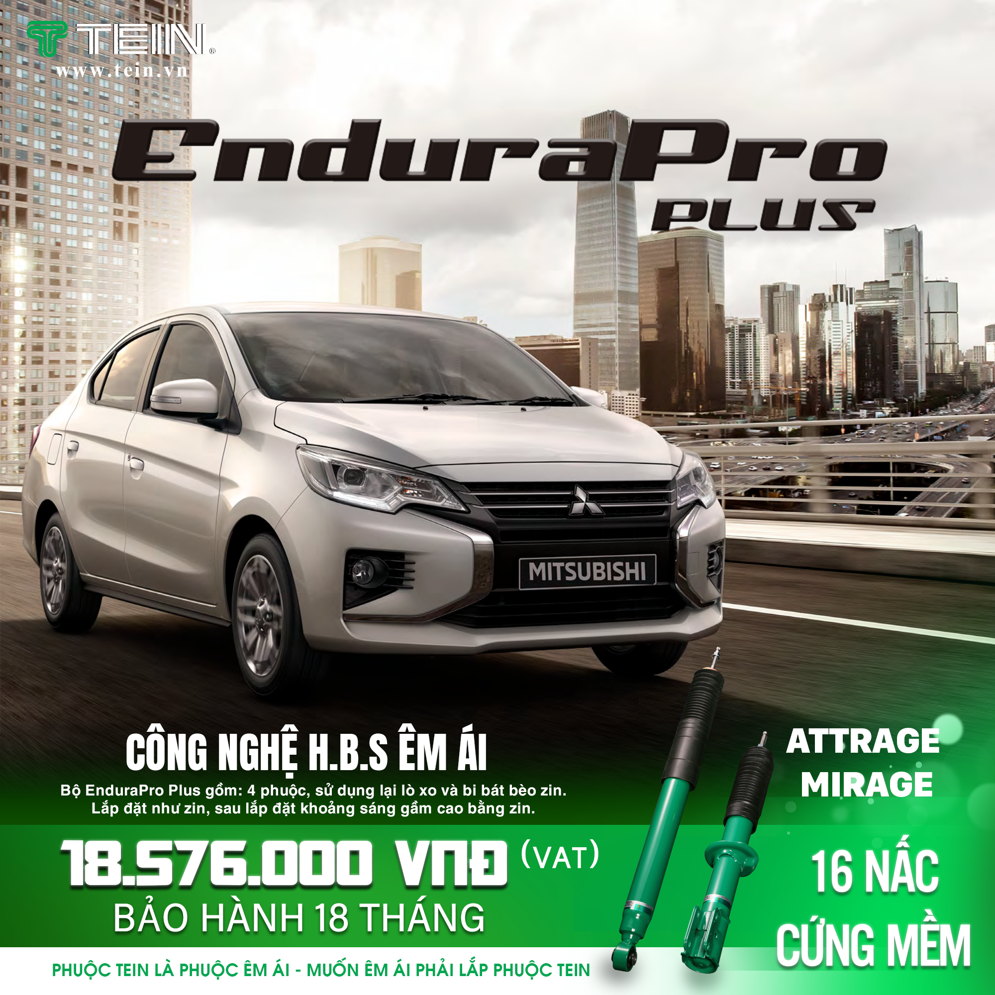 GIẢM XÓC CHO XE MITSUBISHI ATTRAGE (2012+) TEIN ENDURAPRO PLUS
