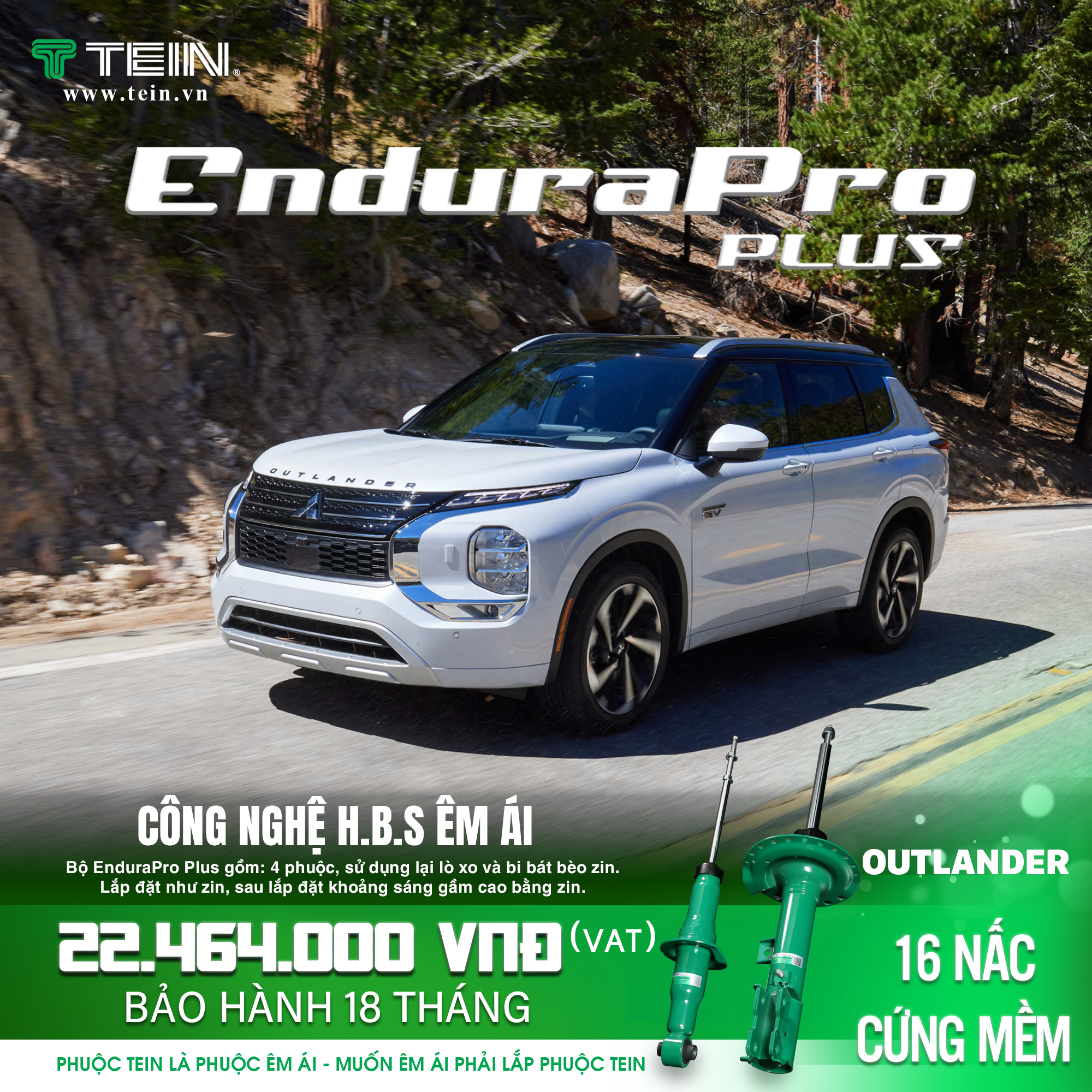 GIẢM XÓC CHO XE MITSUBISHI OUTLANDER (2015+)TEIN ENDURAPRO PLUS