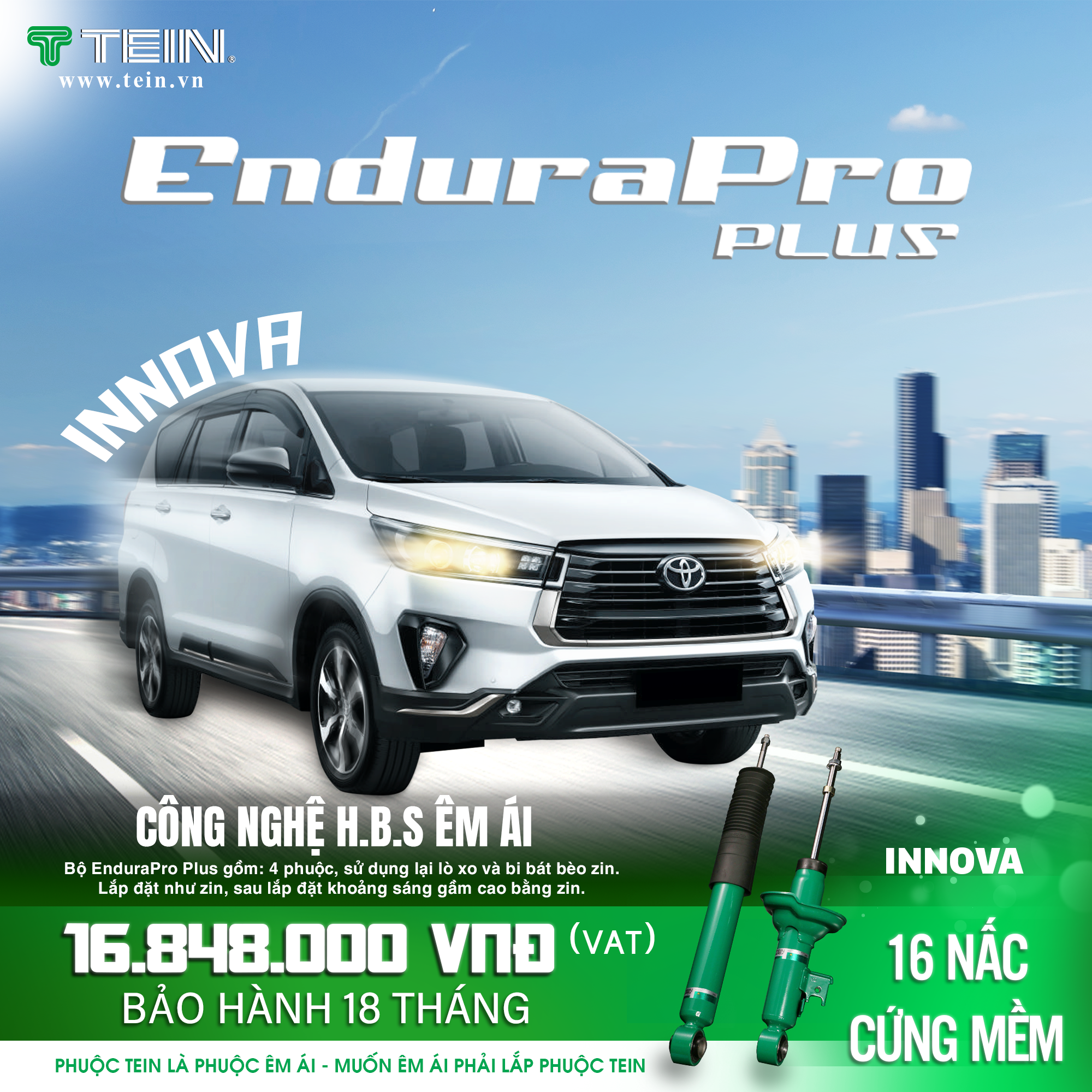 GIẢM XÓC CHO XE TOYOTA INNOVA (2004-2021) TEIN ENDURAPRO PLUS