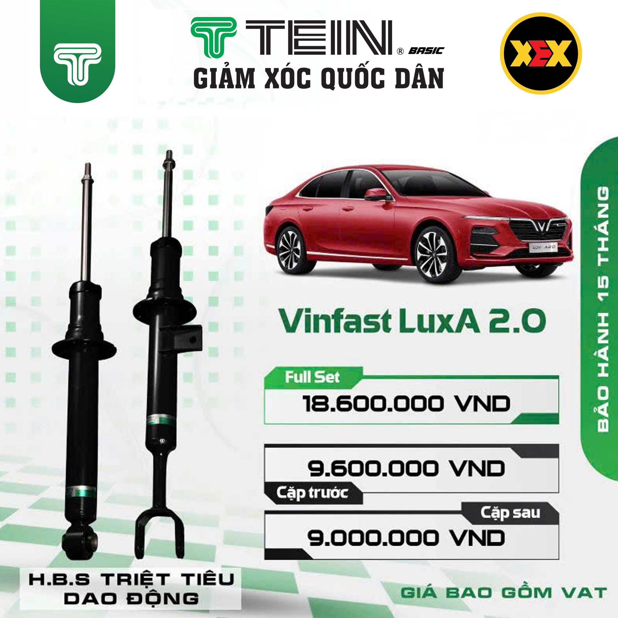 GIẢM XÓC CHO XE VINFAST LUX A2.0 (2019+) TEIN BASIC