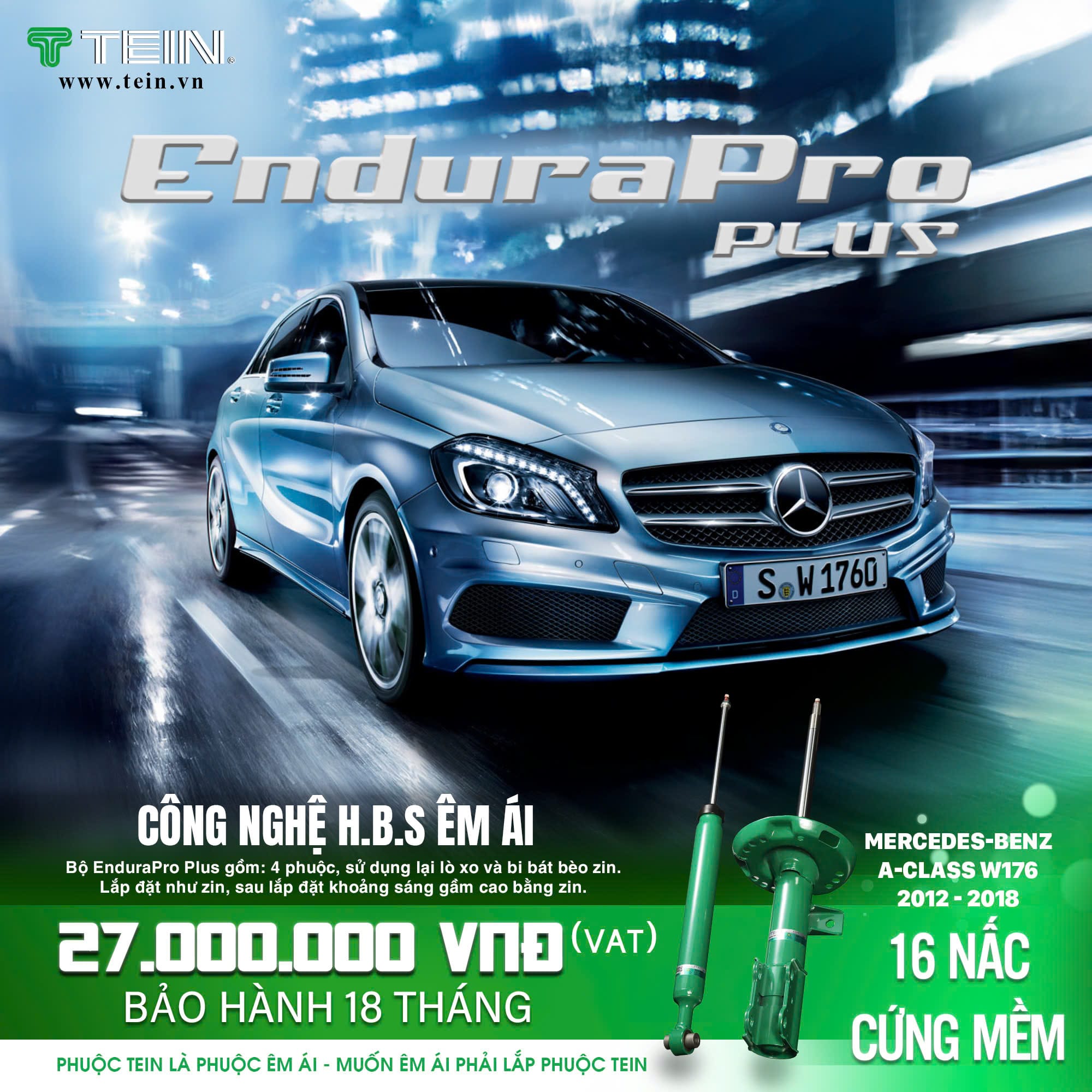 GIẢM XÓC CHO XE MERCEDES A-CLASS W176 (A200 – A250 – A300) (2012-2018) TEIN ENDURAPRO PLUS