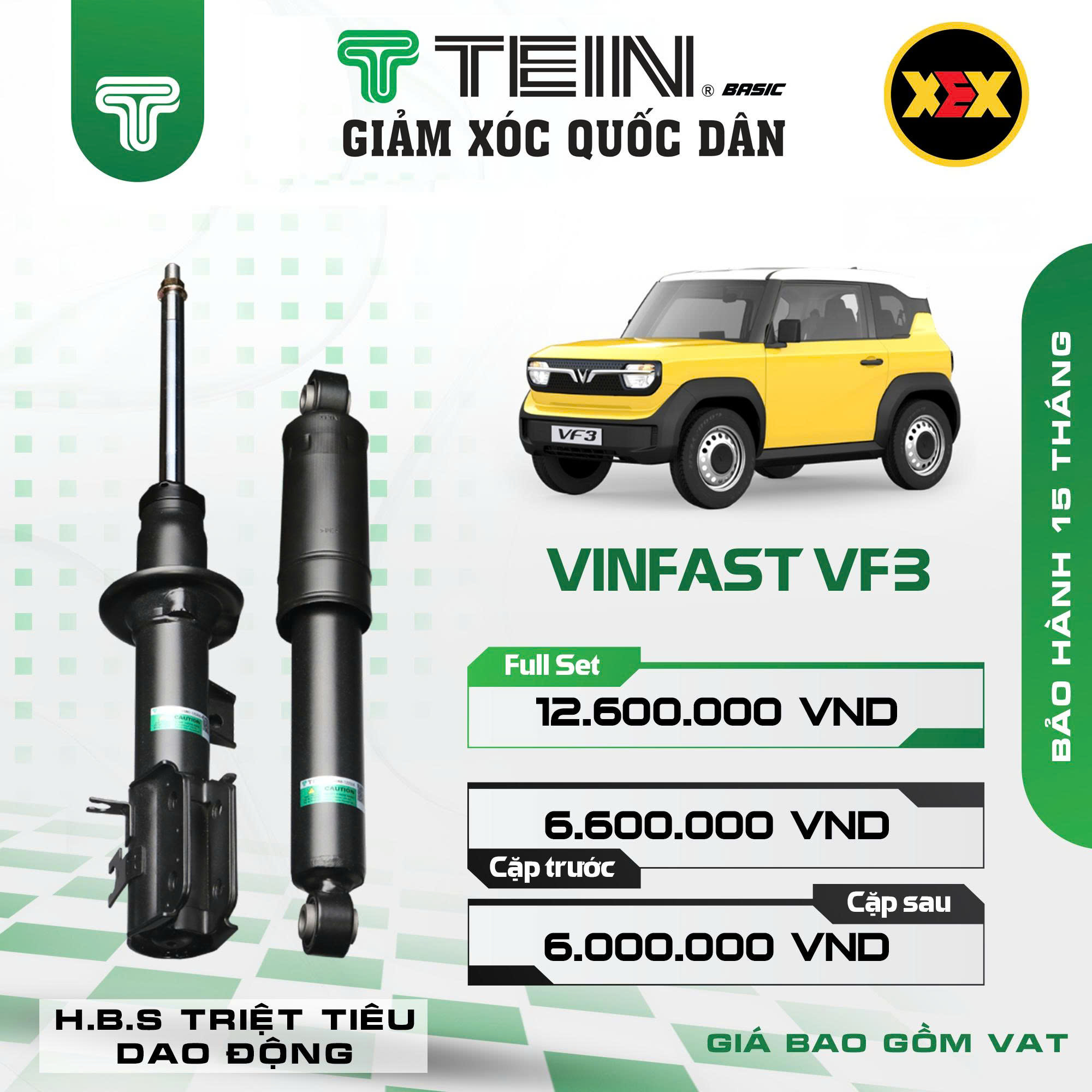 Phuộc VF3 TEIN Basic – Siêu phẩm êm ái vượt trội dành cho xe Vinfast