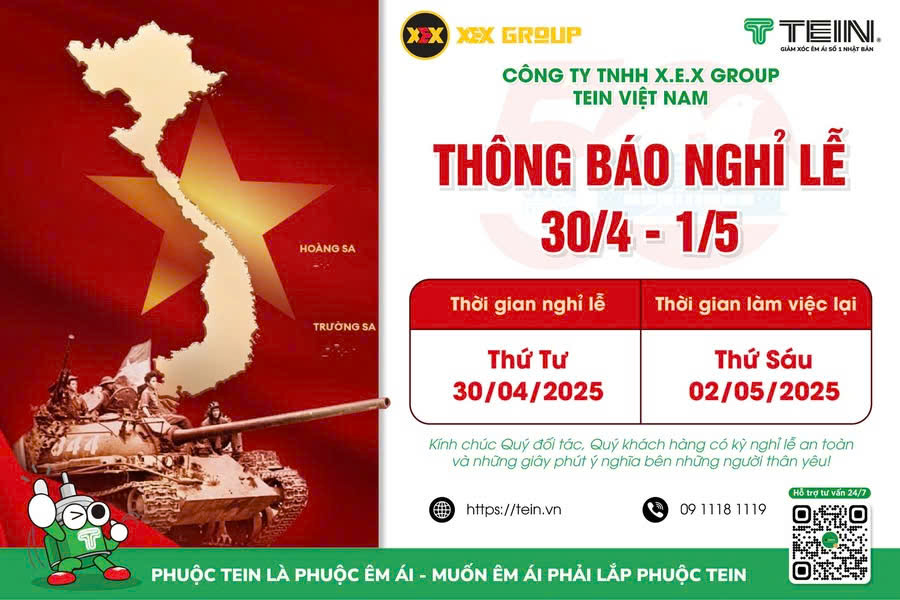 TEIN VIỆT NAM THÔNG BÁO NGHỈ LỄ 30/4 & 1/5