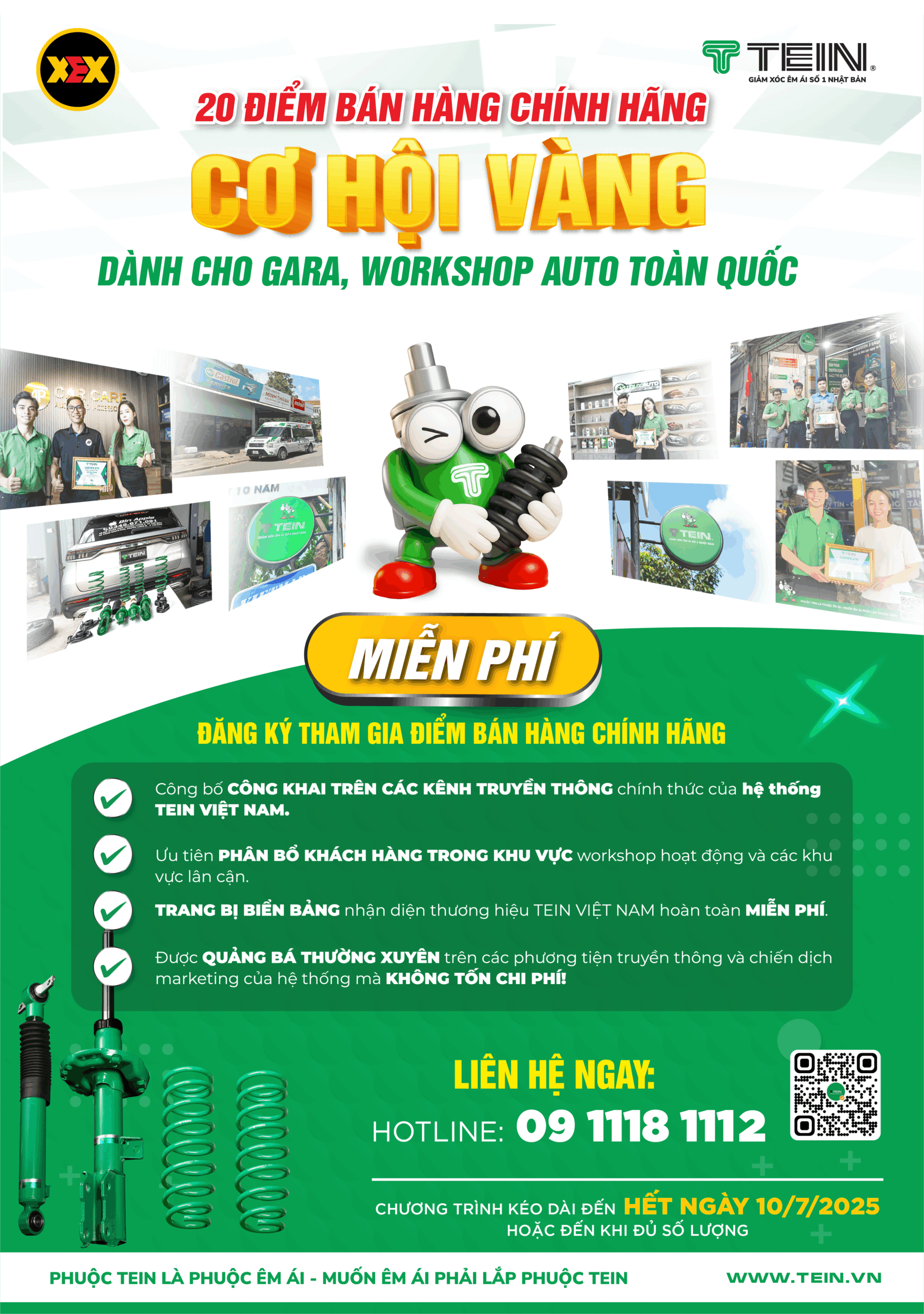 CHƯƠNG TRÌNH HỖ TRỢ GARA – WORKSHOP TỪ TEIN VIỆT NAM: TRỞ THÀNH ĐIỂM BÁN CHÍNH HÃNG MIỄN PHÍ