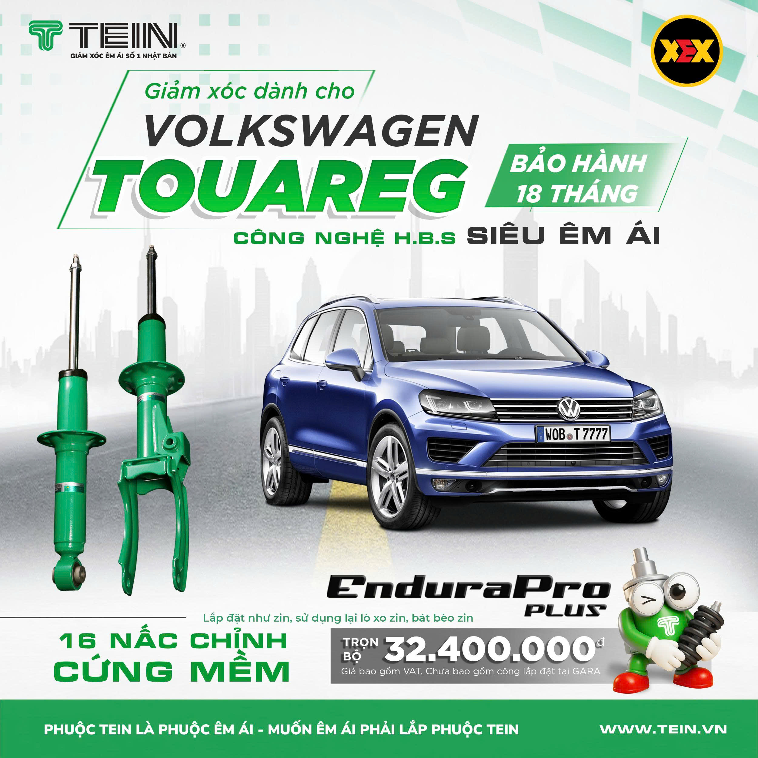 GIẢM XÓC CHO XE VOLKSWAGEN TOUAREG 2017+TEIN ENDURAPRO PLUS
