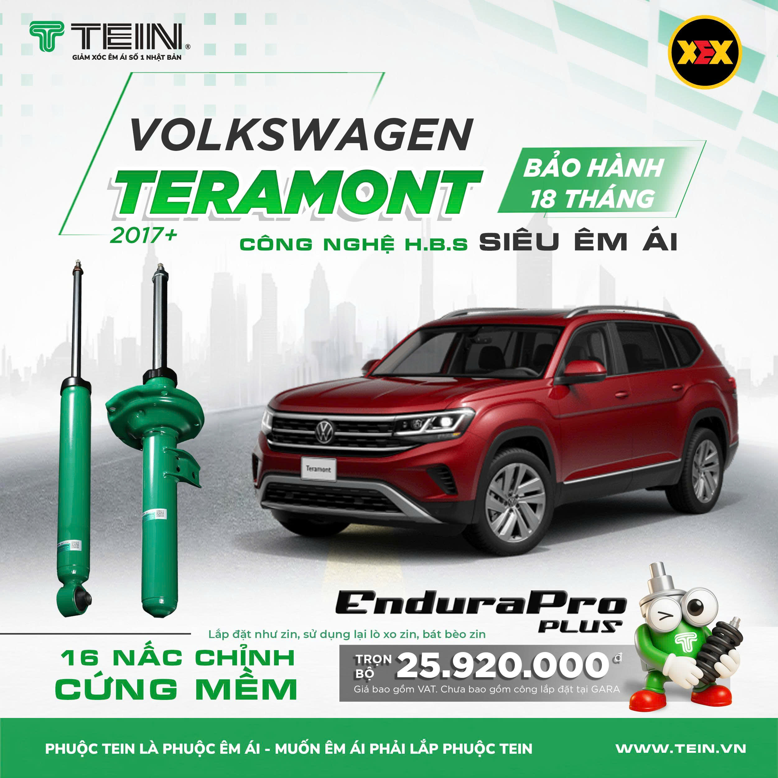 GIẢM XÓC CHO XE VOLKSWAGEN TERAMONT 2017+TEIN ENDURAPRO PLUS