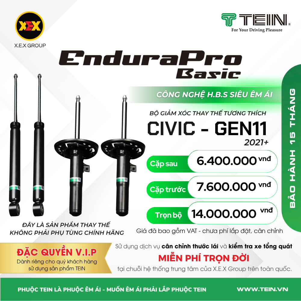 GIẢM XÓC THAY THẾ TƯƠNG THÍCH HONDA CIVIC GEN11 (2021+) – TEIN BASIC