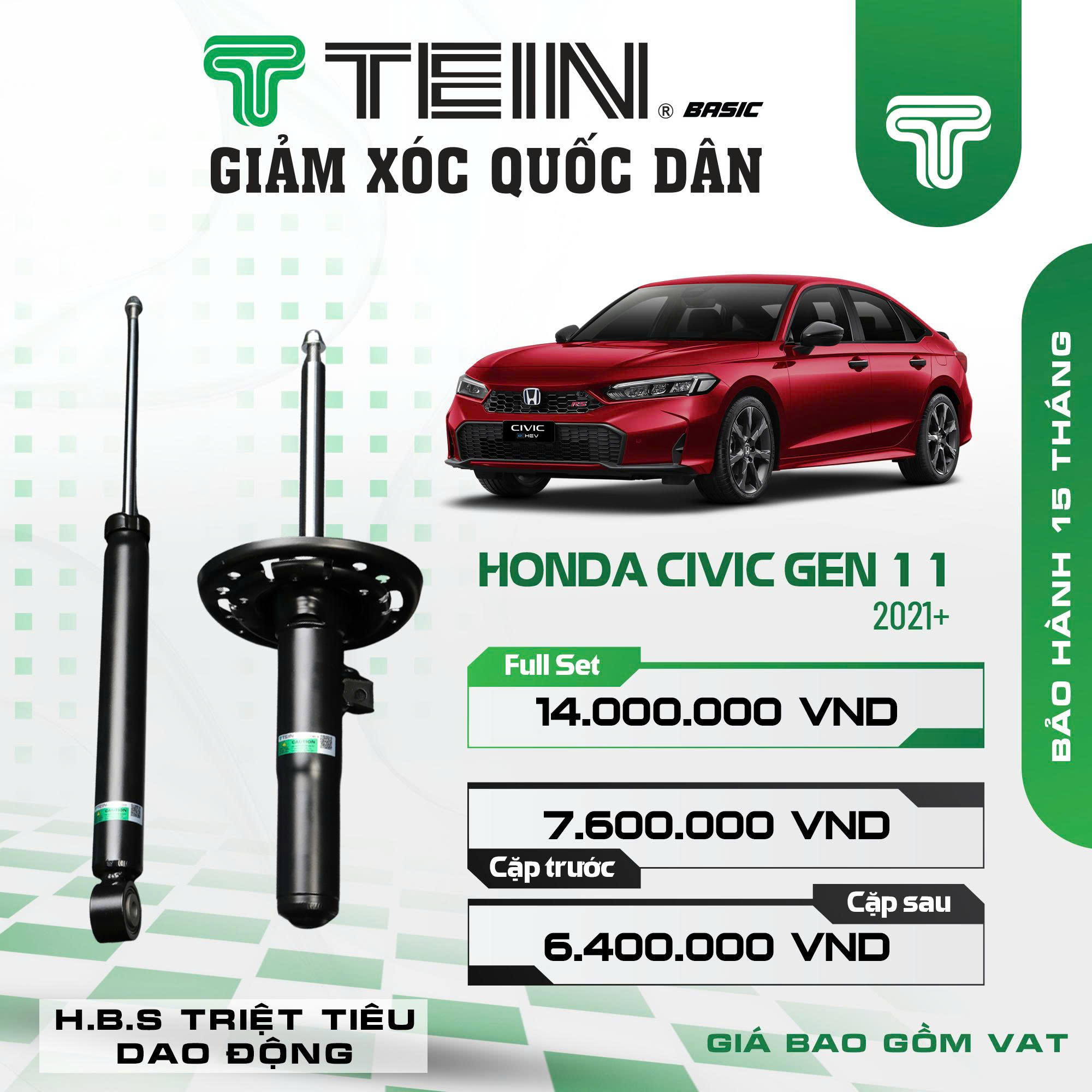 GIẢM XÓC HONDA CIVIC GEN11 (2021+) – TEIN BASIC