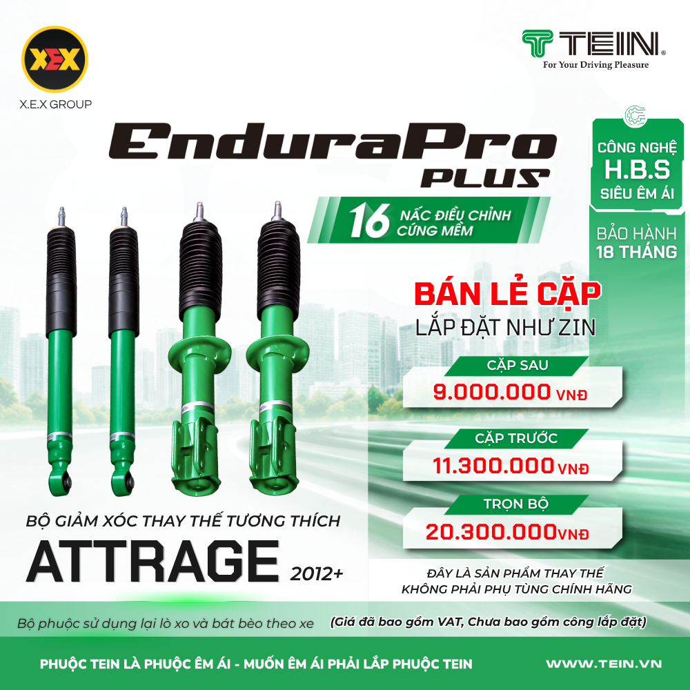 GIẢM XÓC THAY THẾ TƯƠNG THÍCH MITSUBISHI ATTRAGE (2012+) TEIN ENDURAPRO PLUS