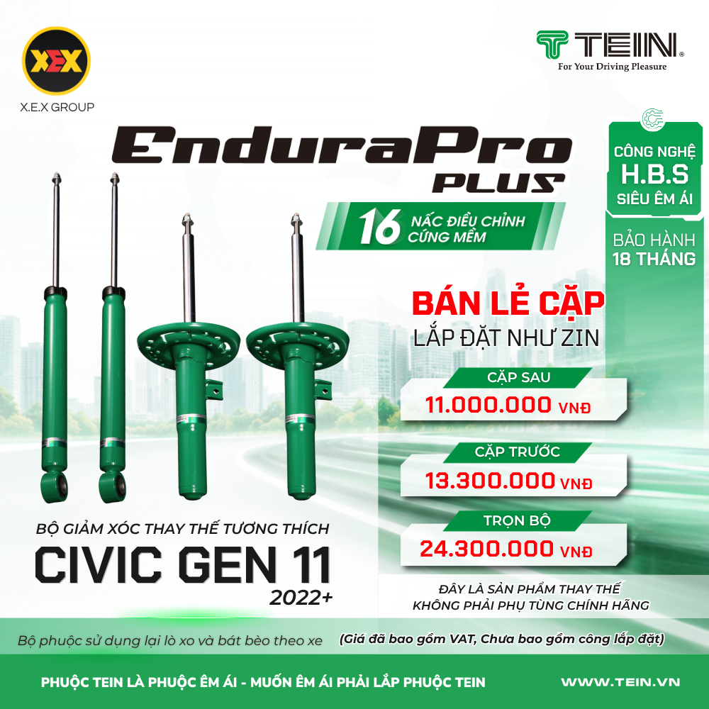 GIẢM XÓC THAY THẾ TƯƠNG THÍCH HONDA CIVIC GEN 11 (2022+) TEIN ENDURAPRO PLUS