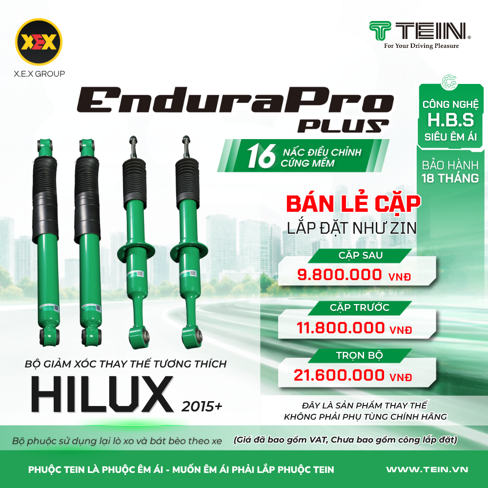 GIẢM XÓC THAY THẾ TƯƠNG THÍCH TOYOTA HILUX (2015+) TEIN ENDURAPRO PLUS