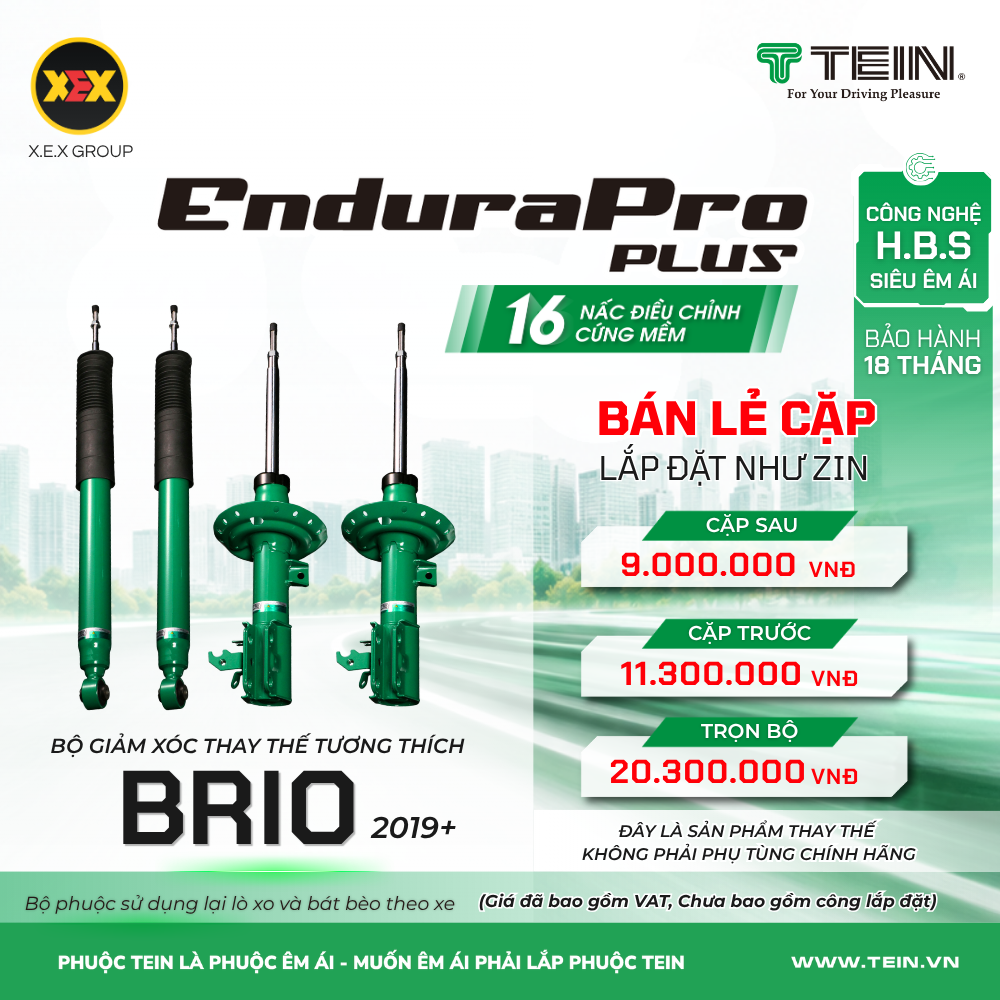 GIẢM XÓC THAY THẾ TƯƠNG THÍCH HONDA BRIO (2019+) TEIN ENDURAPRO PLUS