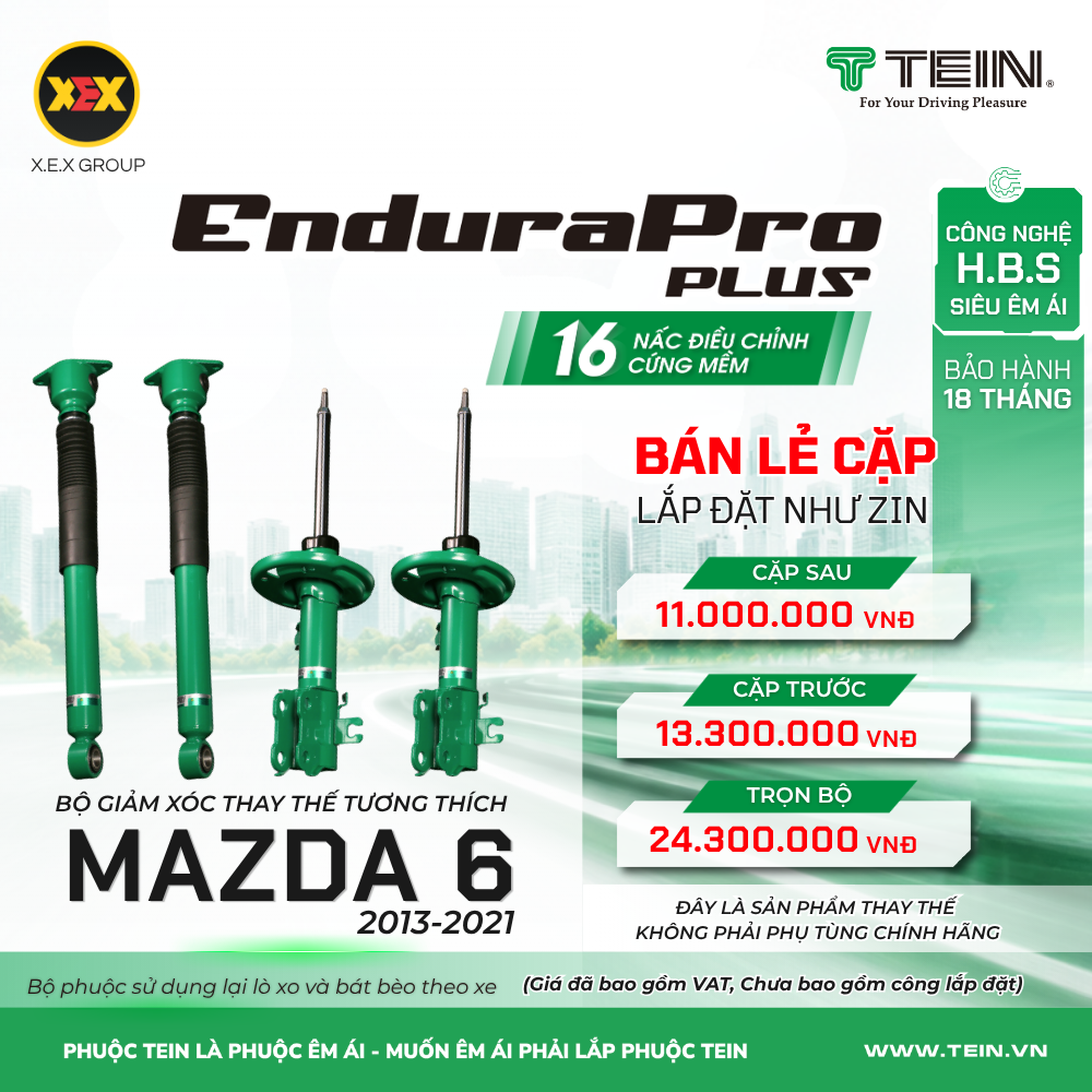 GIẢM XÓC THAY THẾ TƯƠNG THÍCH MAZDA 6 (2013-2021) TEIN ENDURAPRO PLUS
