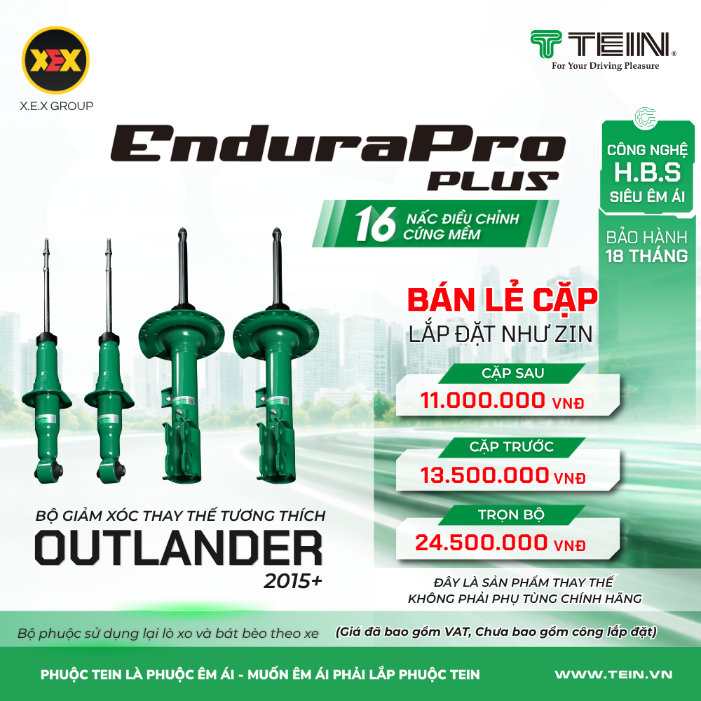 GIẢM XÓC THAY THẾ TƯƠNG THÍCH MITSUBISHI OUTLANDER (2015+) TEIN ENDURAPRO PLUS