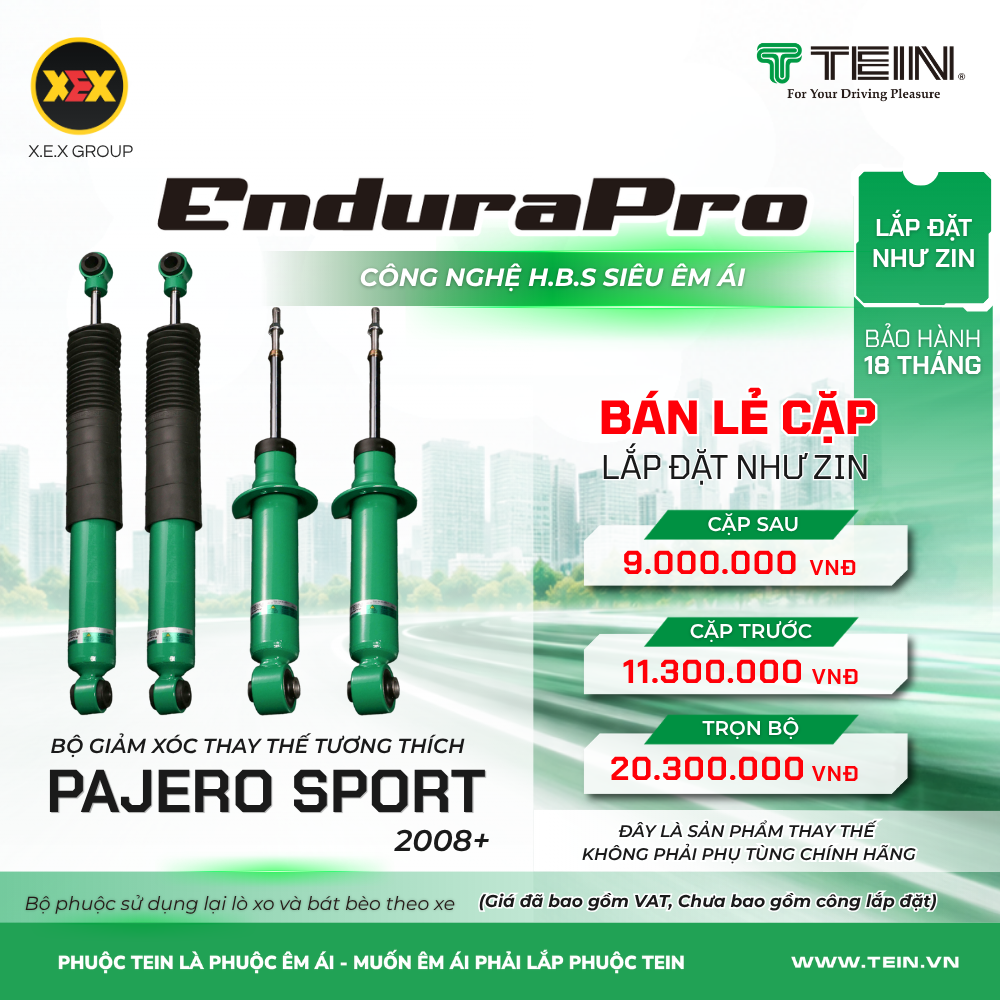 GIẢM XÓC THAY THẾ TƯƠNG THÍCH MITSUBISHI PAJERO SPORT (2008+) TEIN ENDURAPRO PLUS