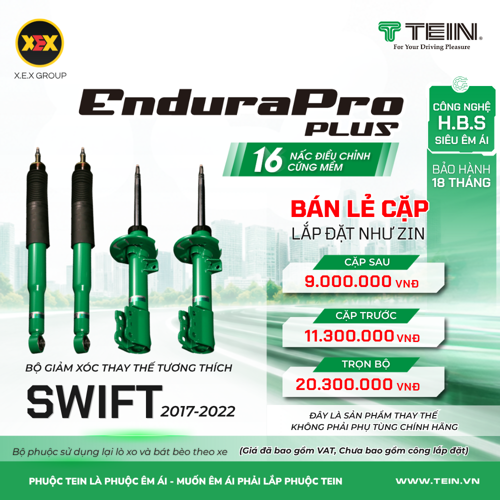 GIẢM XÓC THAY THẾ TƯƠNG THÍCH SUZUKI SWIFT (2017-2022) TEIN ENDURAPRO PLUS