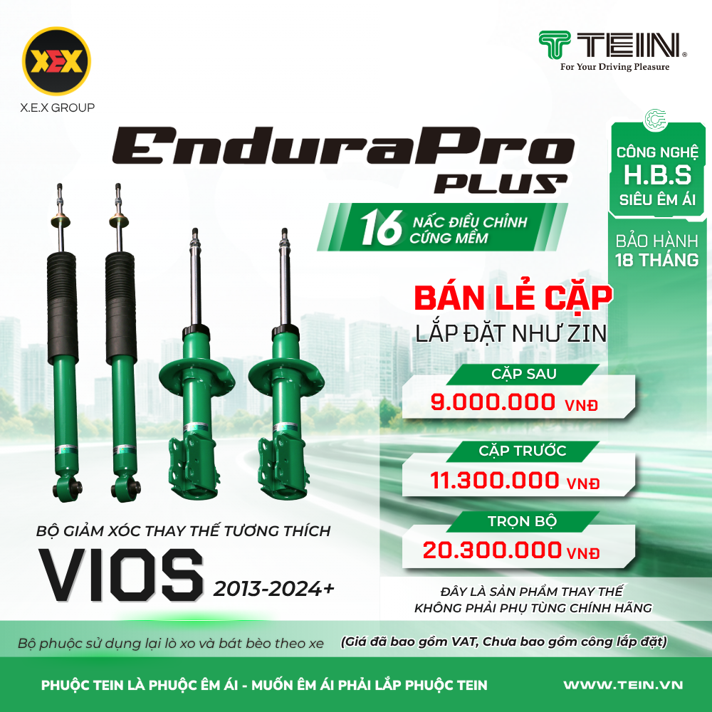 GIẢM XÓC THAY THẾ TƯƠNG THÍCH TOYOTA VIOS (2013-2024+) TEIN ENDURAPRO PLUS