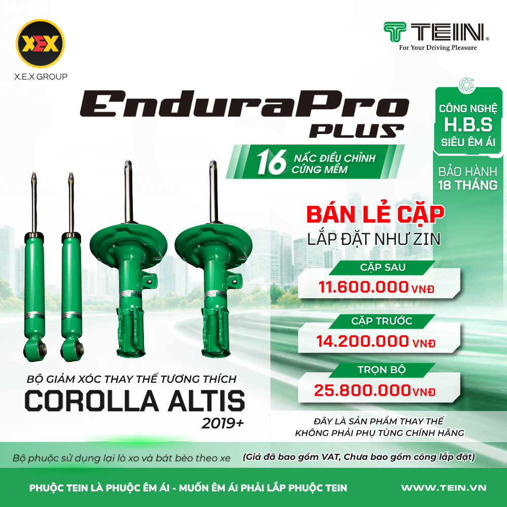 GIẢM XÓC THAY THẾ TƯƠNG THÍCH TOYOTA COROLLA ALTIS (2019+) TEIN ENDURAPRO PLUS